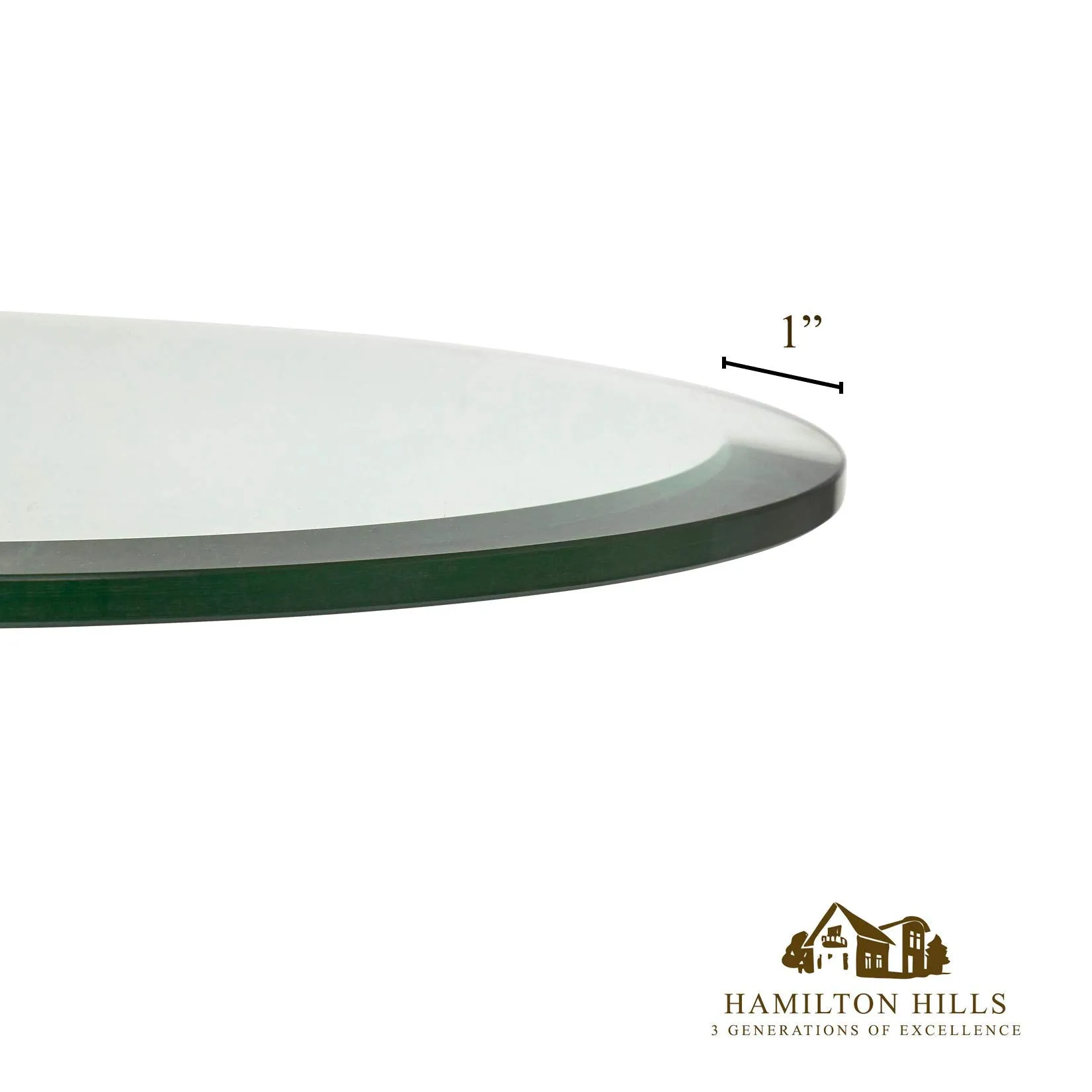 14 Inch Beveled Glass Table Top | 3/8" Thick Tempered Polished Edge |14" Diameter 1" Bevel