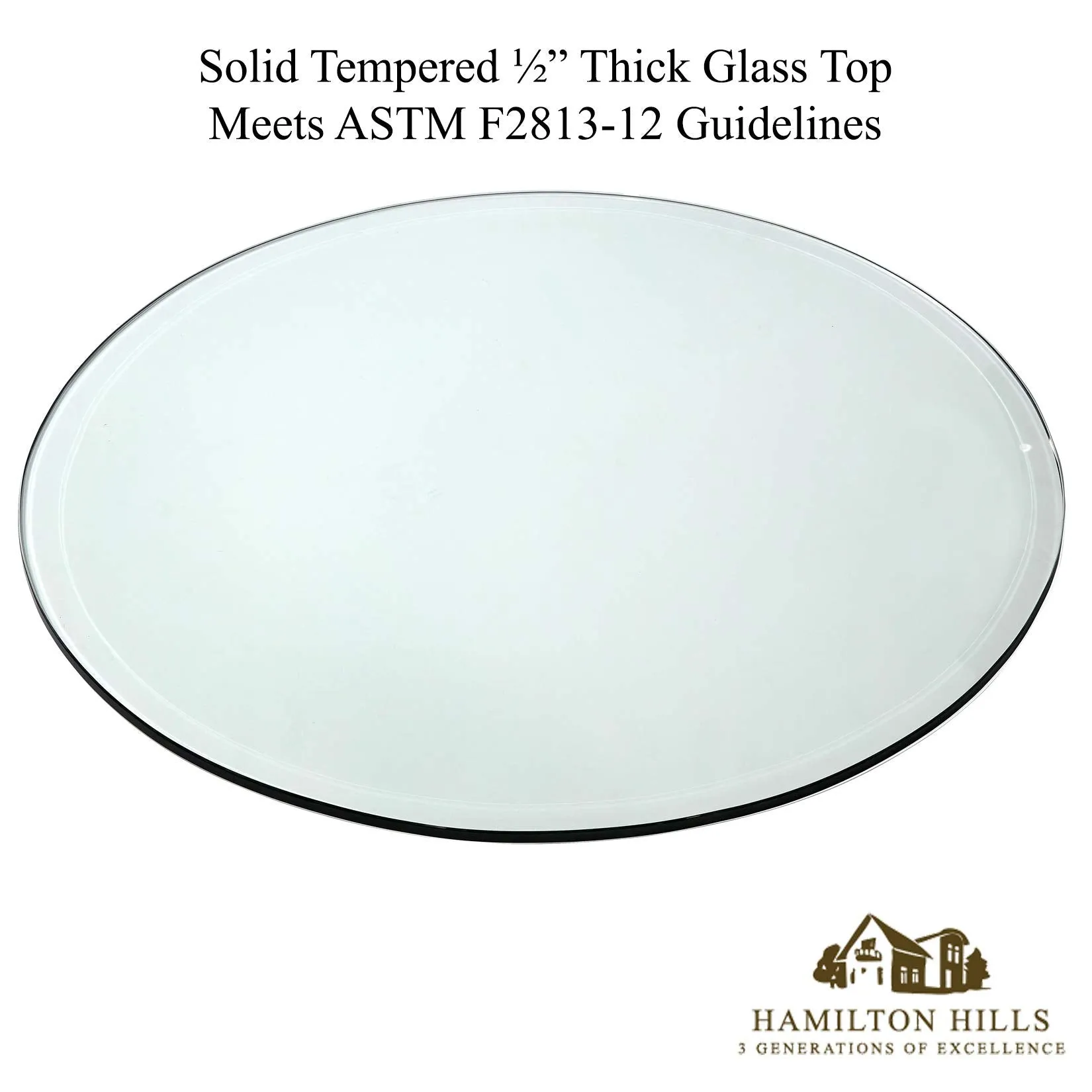 14 Inch Beveled Glass Table Top | 3/8" Thick Tempered Polished Edge |14" Diameter 1" Bevel