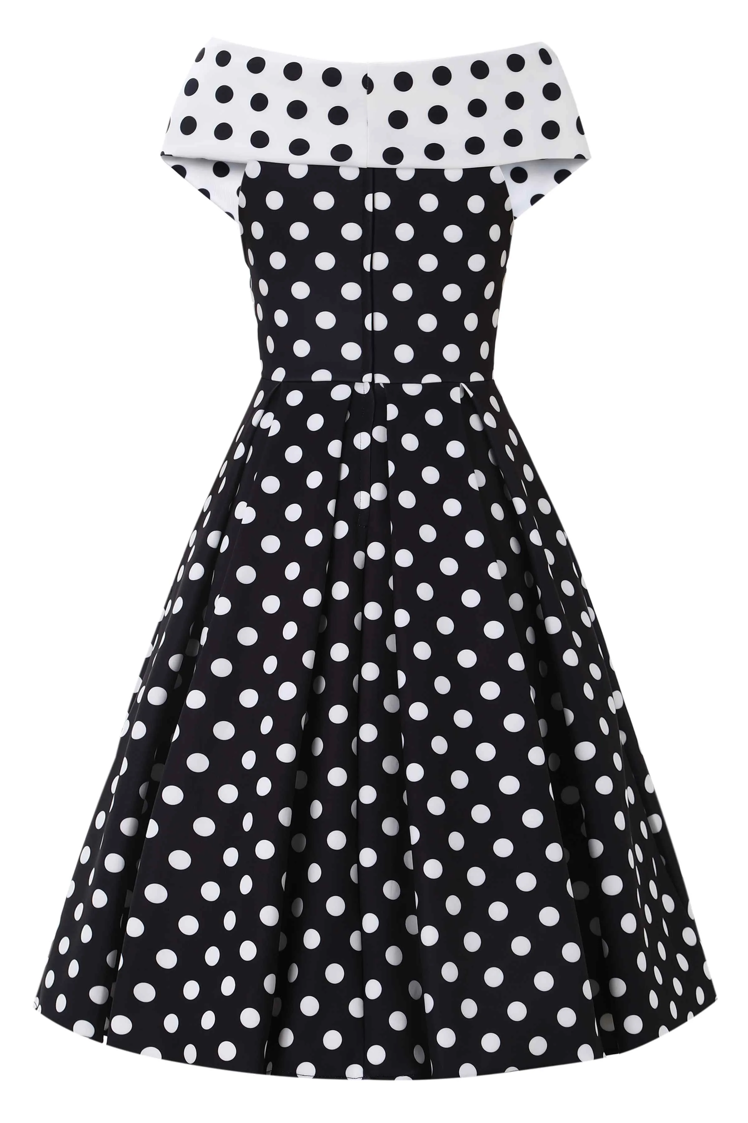 Beverly Monochrome Polka Dot Off Shoulder Dress