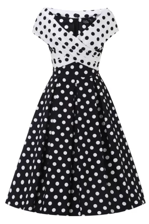 Beverly Monochrome Polka Dot Off Shoulder Dress