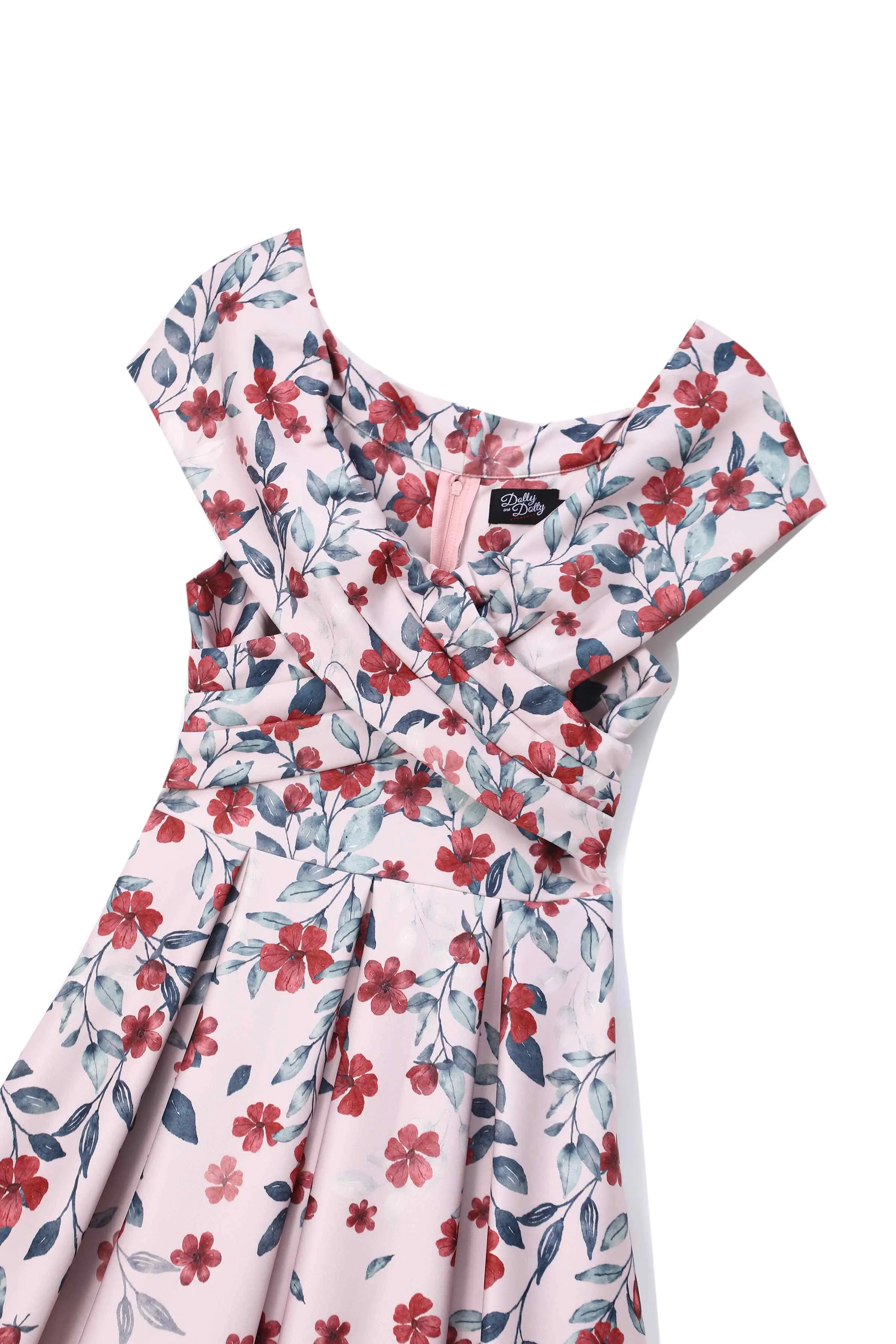 Beverly Pink Falling Flower Off Shoulder Dress