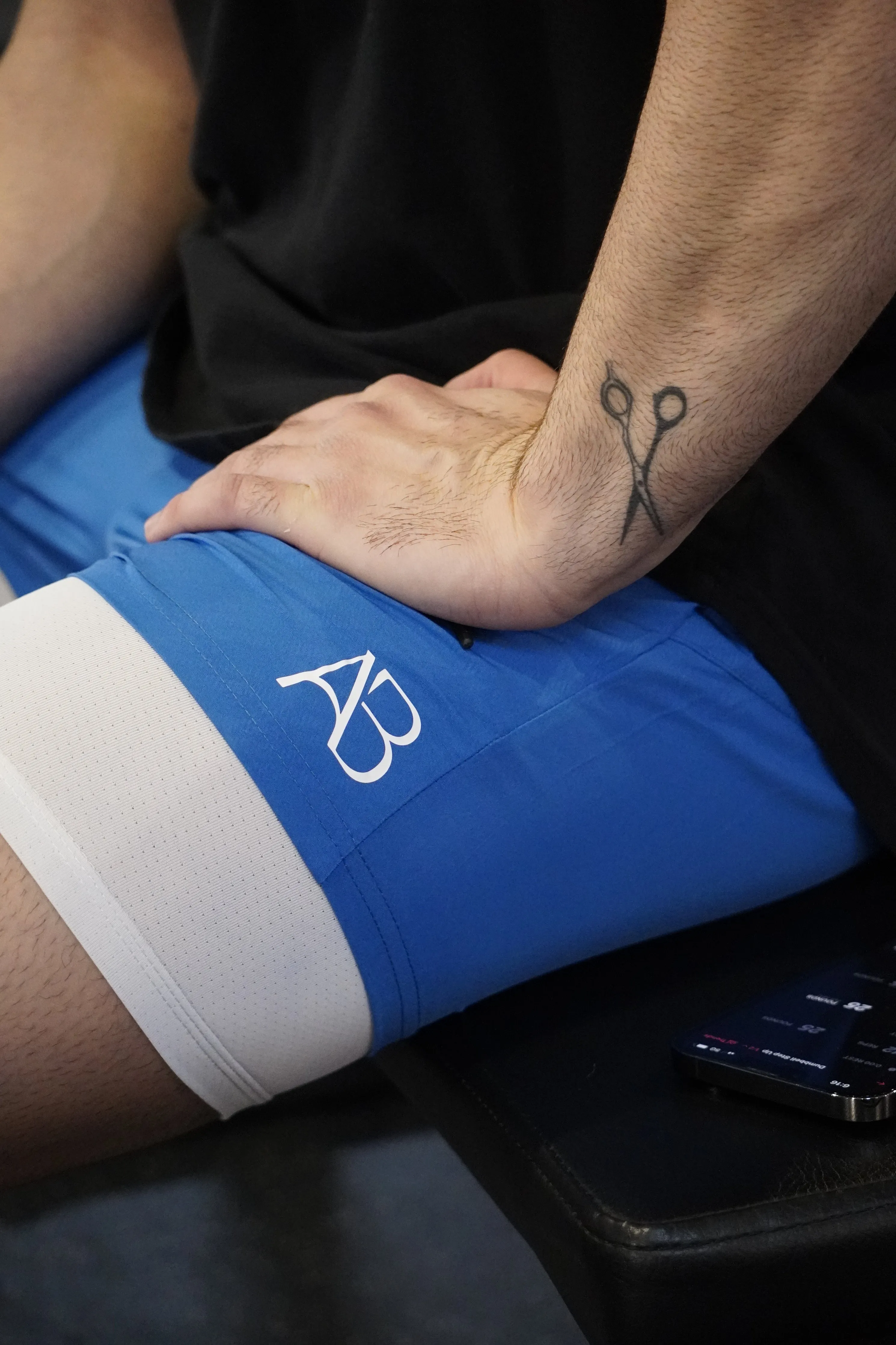 Blue Geometric Compression Shorts (Discontinued)