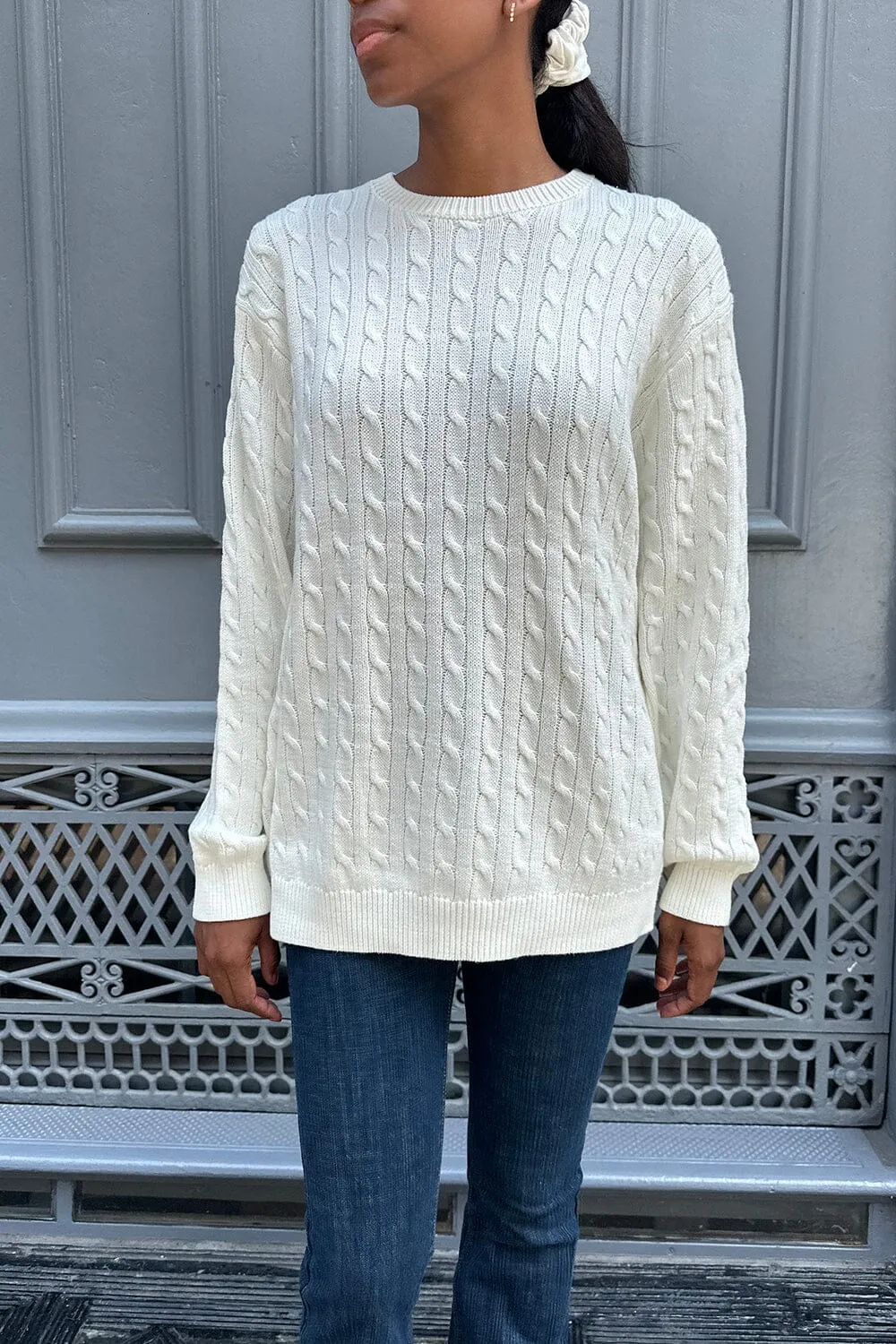 Brianna Cotton Cable Knit Sweater