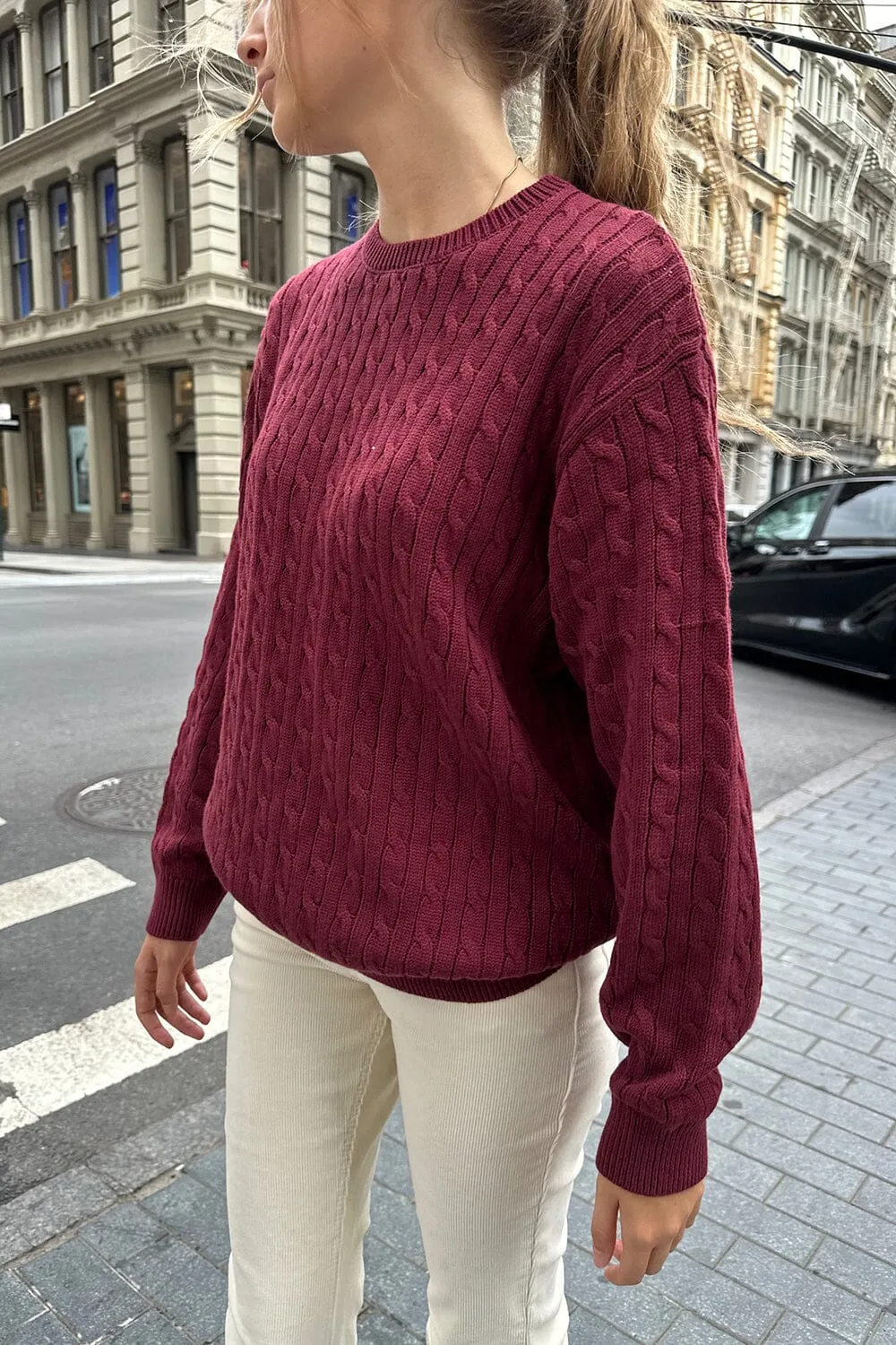 Brianna Cotton Cable Knit Sweater