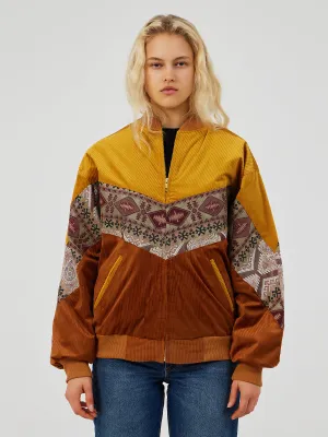 BROWN & YELLOW UNISEX BOMBER JACKET S