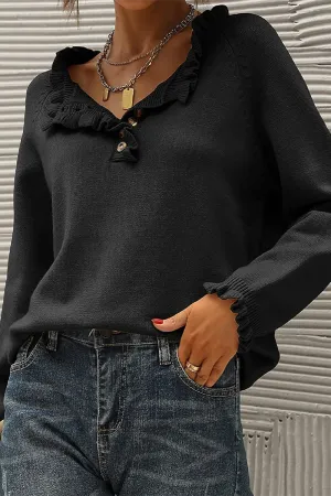 Casual Elegant Solid Buttons V Neck Tops