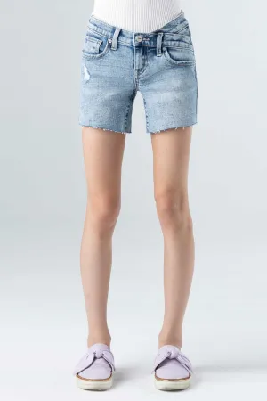 Ceros Girls Medium Wash Fray Hem Shorts