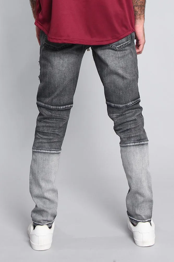 Distressed Dip Dyed Denim Jeans