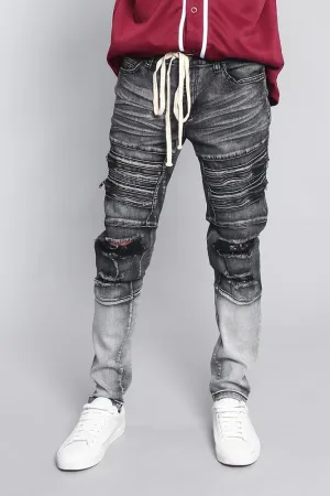 Distressed Dip Dyed Denim Jeans