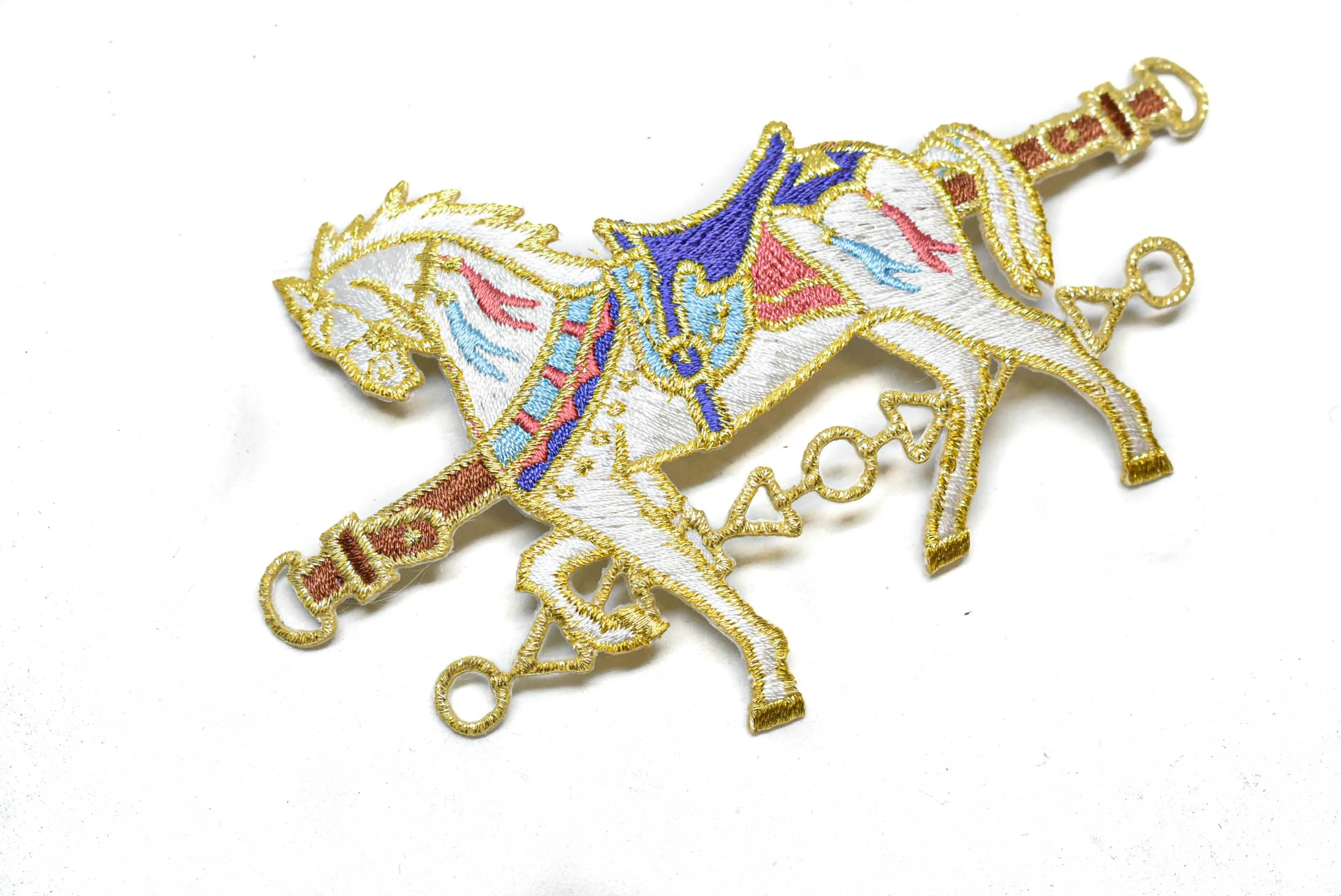 Embroidered Carousel Horse Iron-On Applique 5.5" x 3.25" - 1 Piece