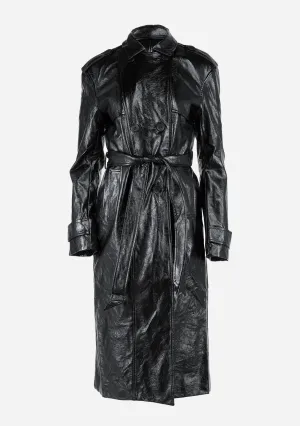 Faux Leather Trench Coat