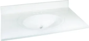 Foremost WS-2237 Vanity Top, 22 in L, 37 in W, Marble, Solid White, Oval Bowl, Countertop Edge :EA: QUANTITY: 1