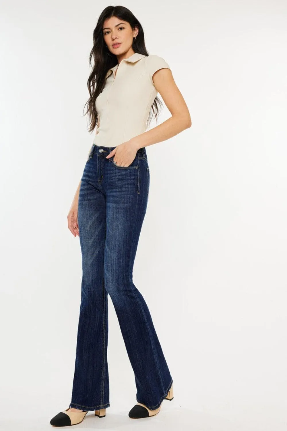 Full Size Mid Rise Slim Flare Jeans