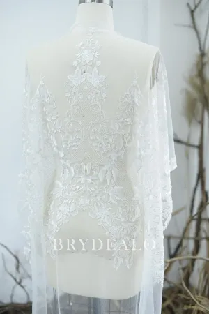 Graceful Beaded Floral Embroidered Bridal Lace Fabric