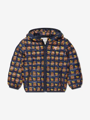 Guess Kids Padded Hooded Bear Jacket in Navy