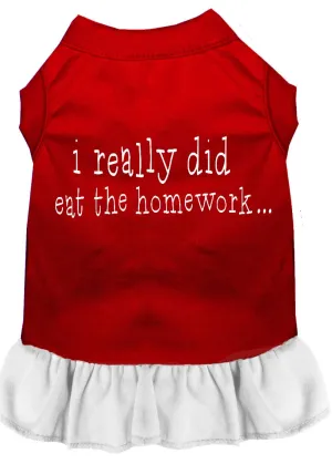 I Really Did Eat The Homework Screen Print Dress Red With White Xs (8)