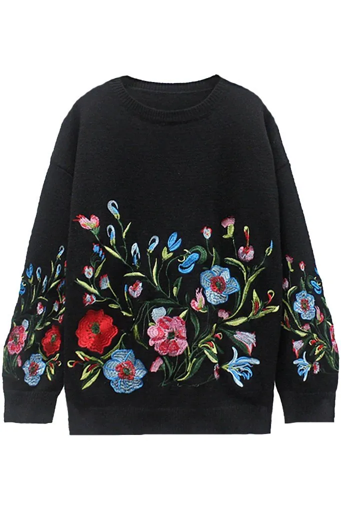 Ivita Black Floral Sweater