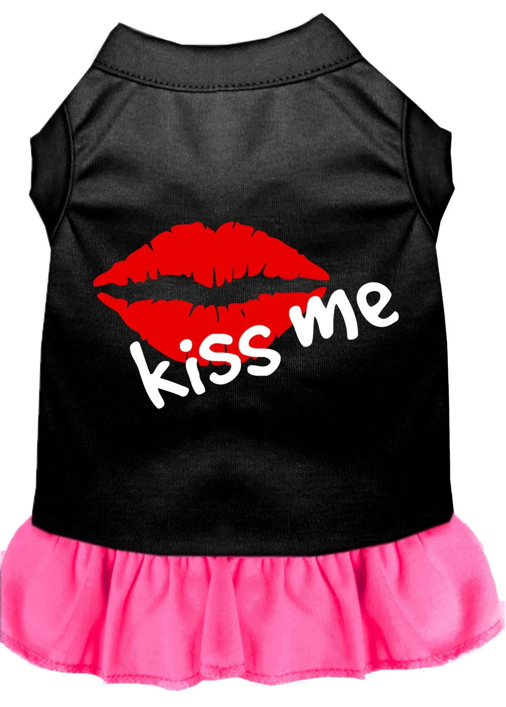 Kiss Me Screen Print Dress Black With Bright Pink Xxxl (20)