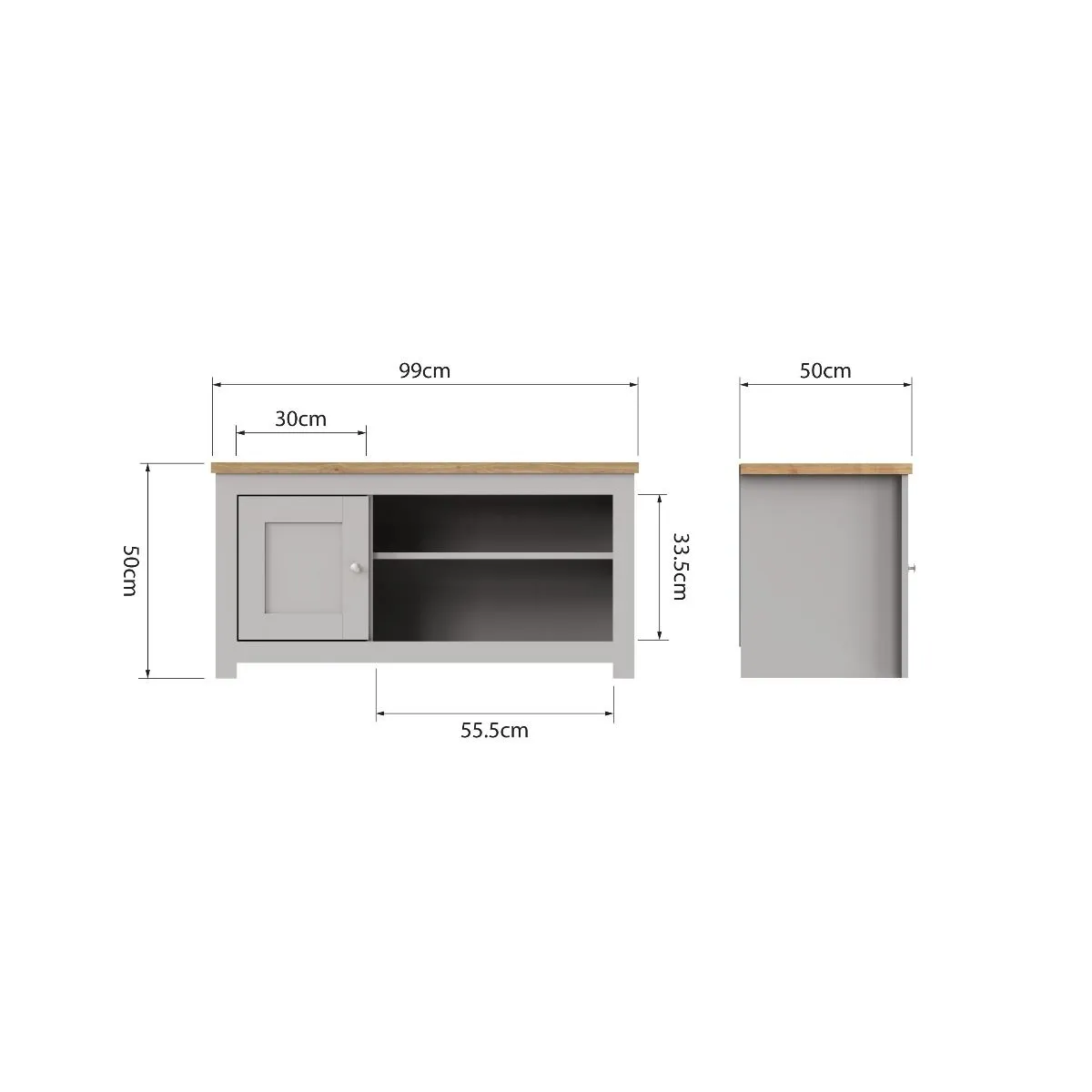 Lando Series 1 Door 2 Shelf TV Unit |  Elegant Steel Handles | Perfect for Living Room | Available in 2 Colours | Width 99cm x Height 50cm x Depth 40cm