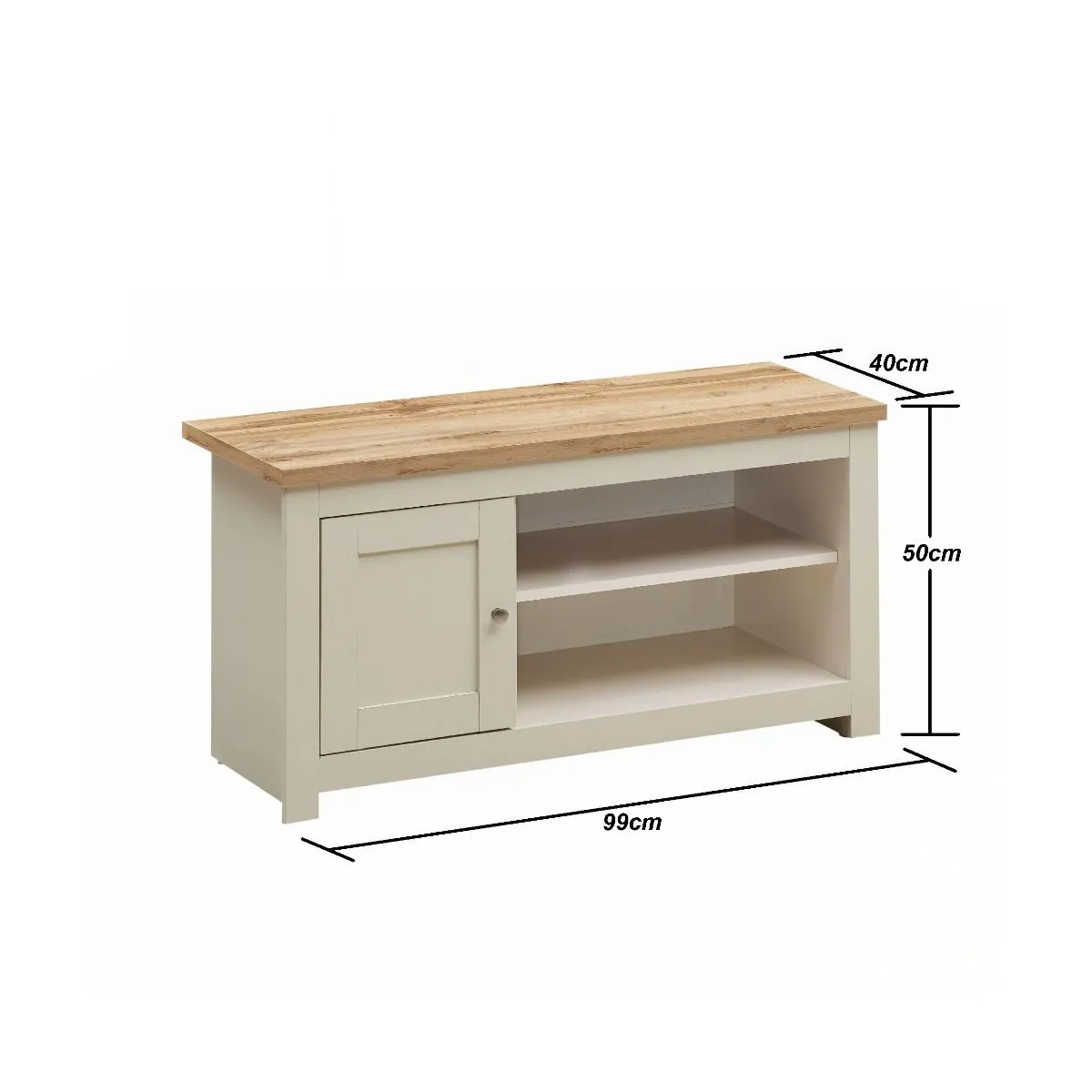 Lando Series 1 Door 2 Shelf TV Unit |  Elegant Steel Handles | Perfect for Living Room | Available in 2 Colours | Width 99cm x Height 50cm x Depth 40cm