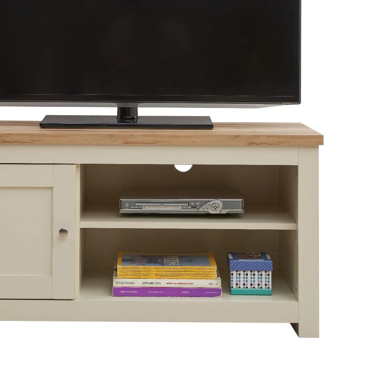 Lando Series 1 Door 2 Shelf TV Unit |  Elegant Steel Handles | Perfect for Living Room | Available in 2 Colours | Width 99cm x Height 50cm x Depth 40cm