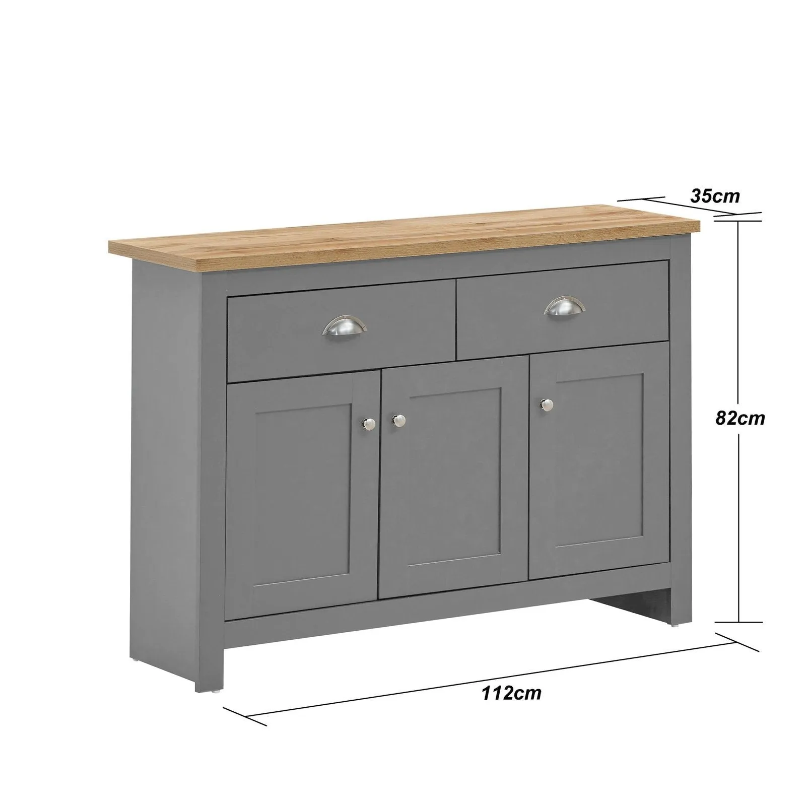 Lando Series 3 Door 2 Drawer Sideboard | Metal Handles, and Runners | Available in 2 Colours | H82cm x W112cm x D35cm