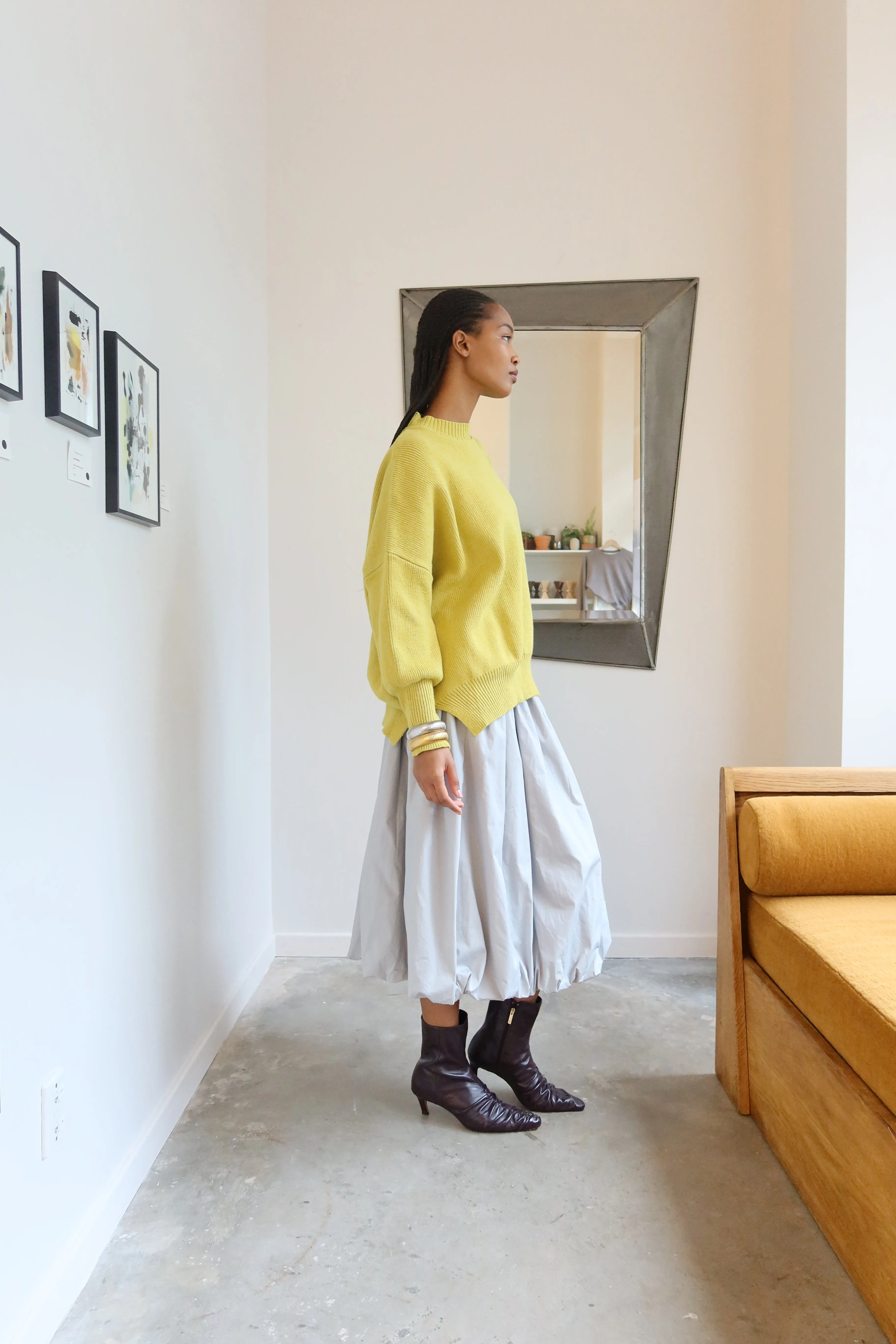 Lime Knit Oversized Ribbed Sweater