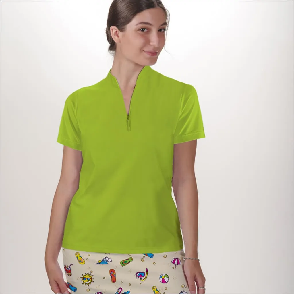 LIME POLO QUARTER ZIP TOP