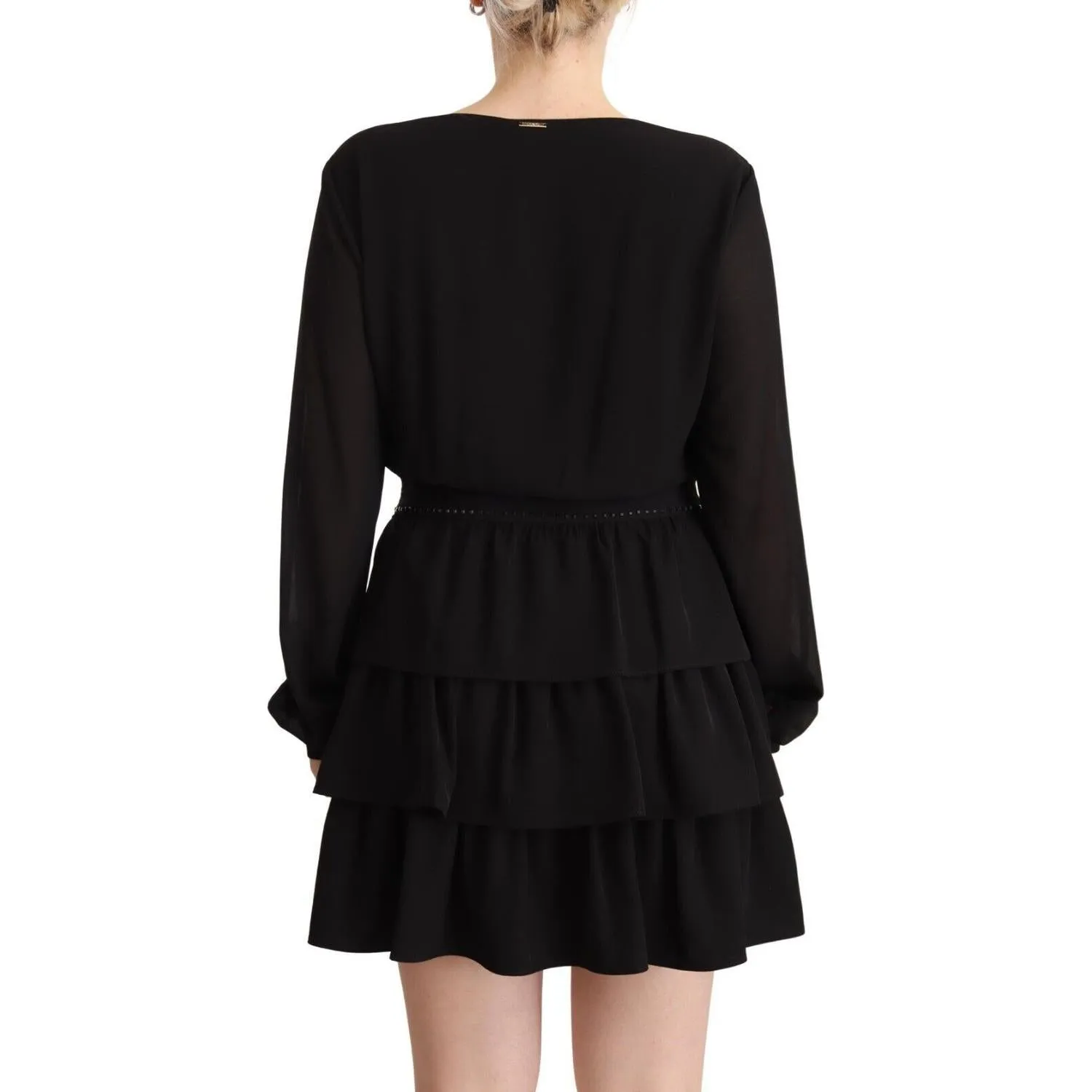 Liu Jo Elegant Black A-Line Mini Dress with Long Sleeves