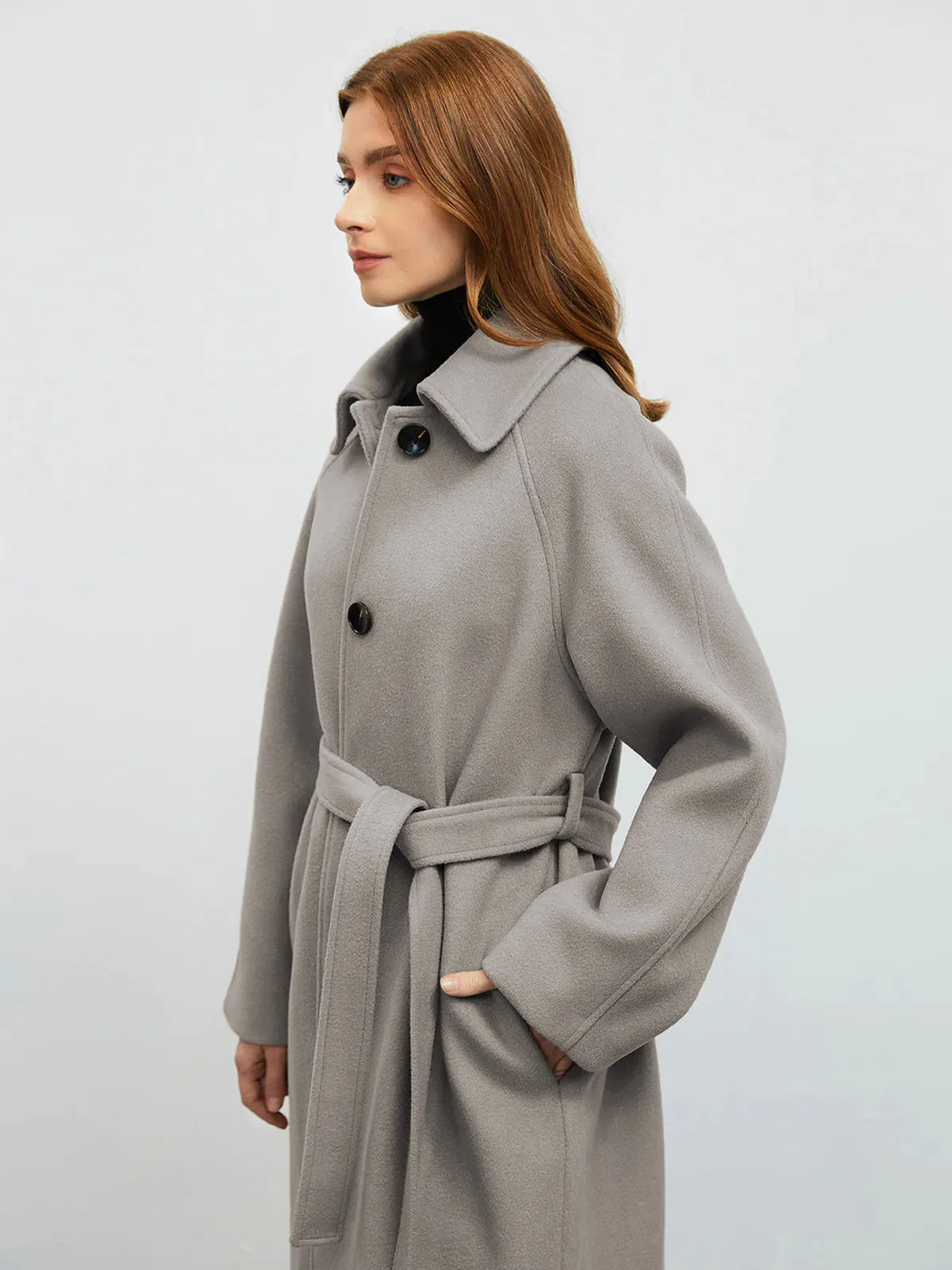 Loose Wool Coat With Belt