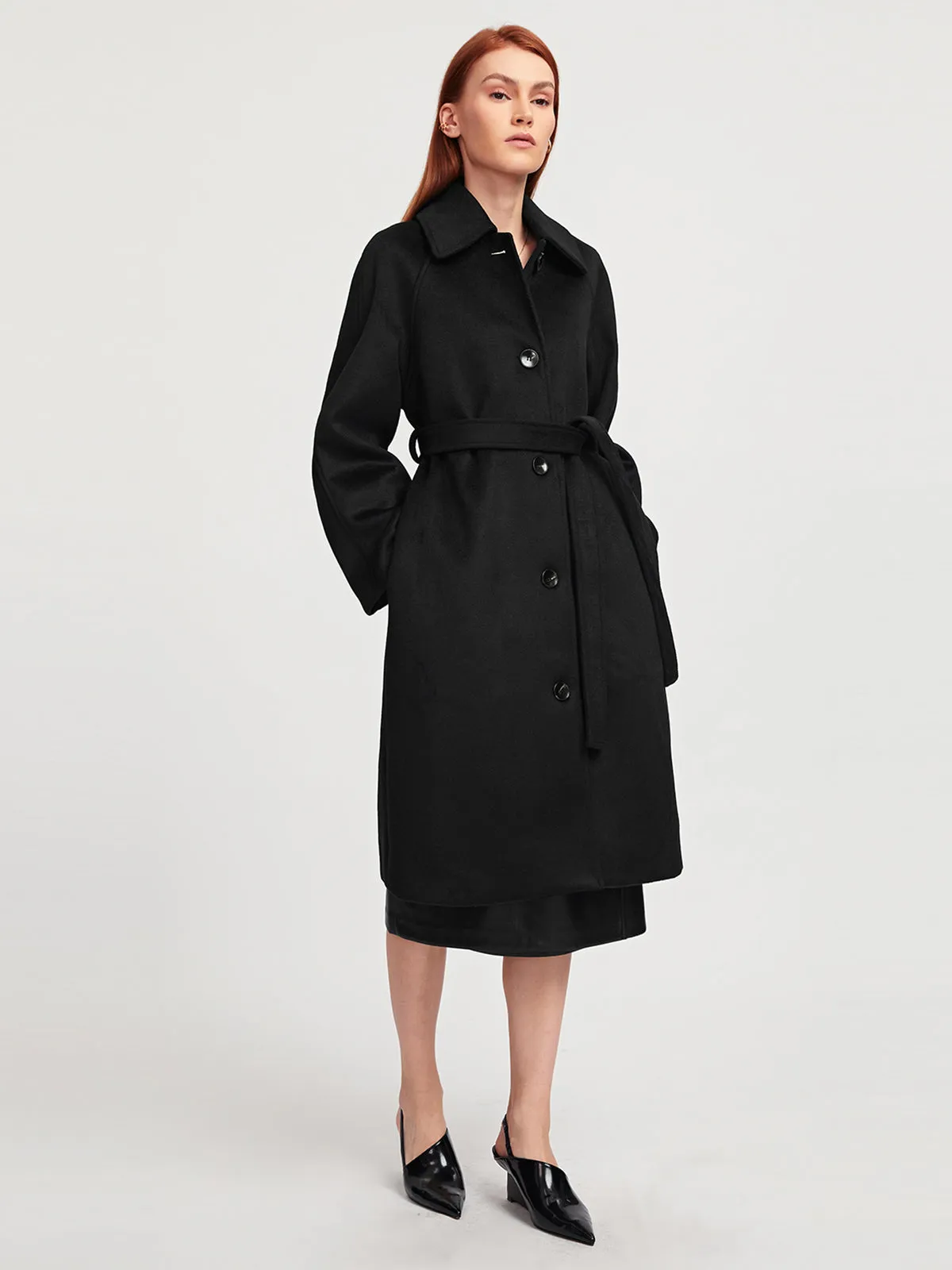 Loose Wool Coat With Belt