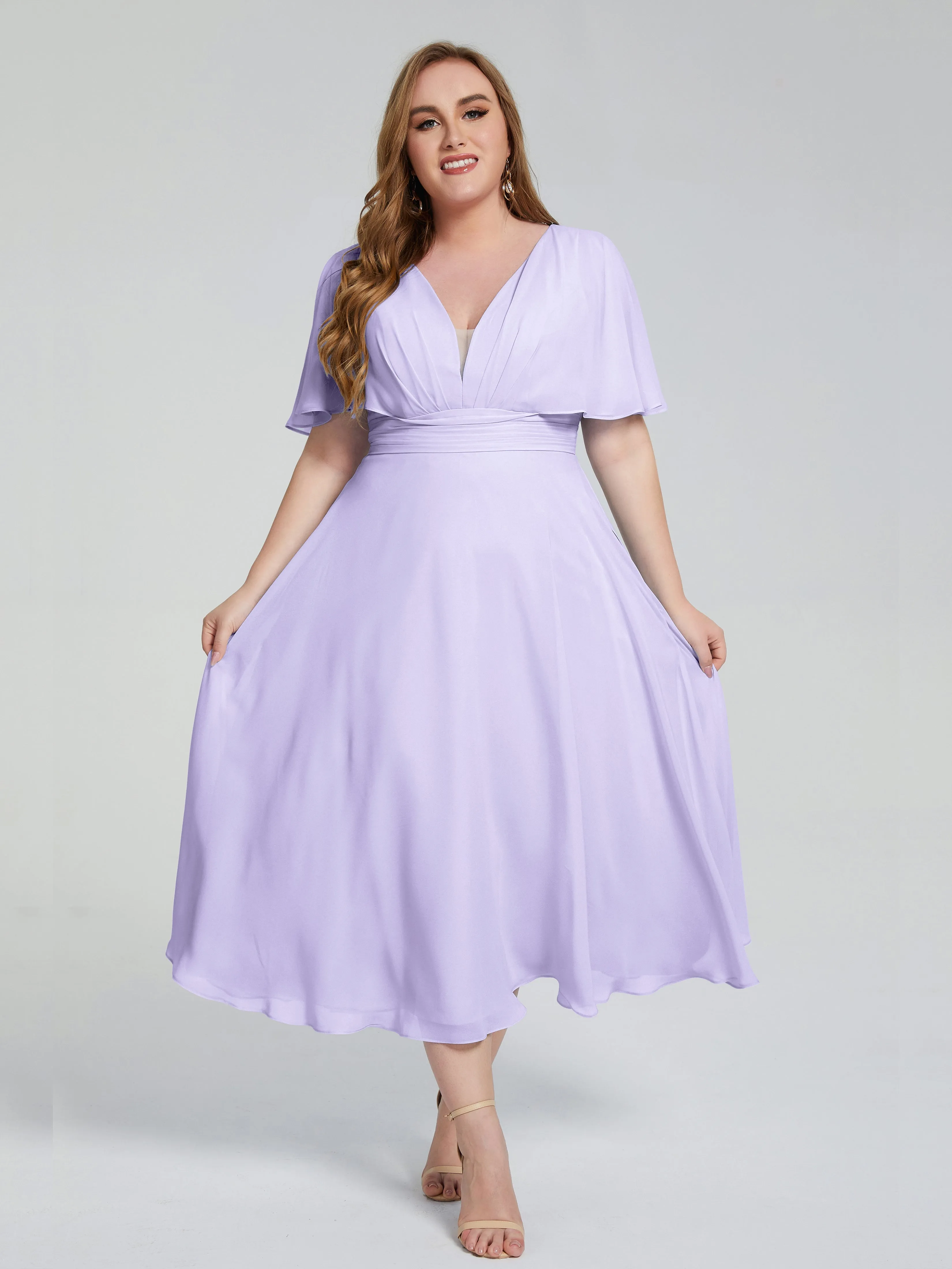 Lucia Graceful V-back Plus Size Bridesmaid Dresses