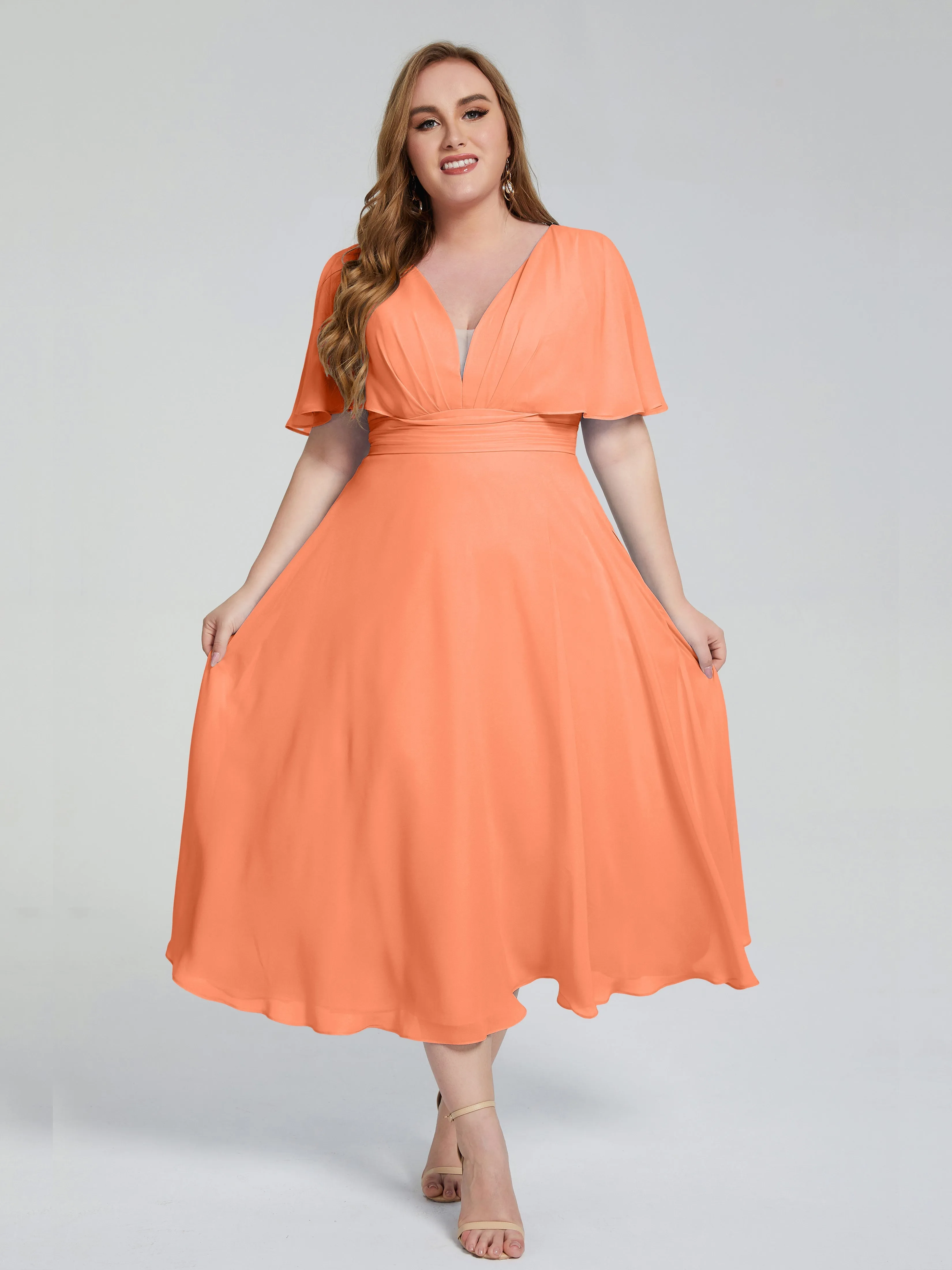 Lucia Graceful V-back Plus Size Bridesmaid Dresses