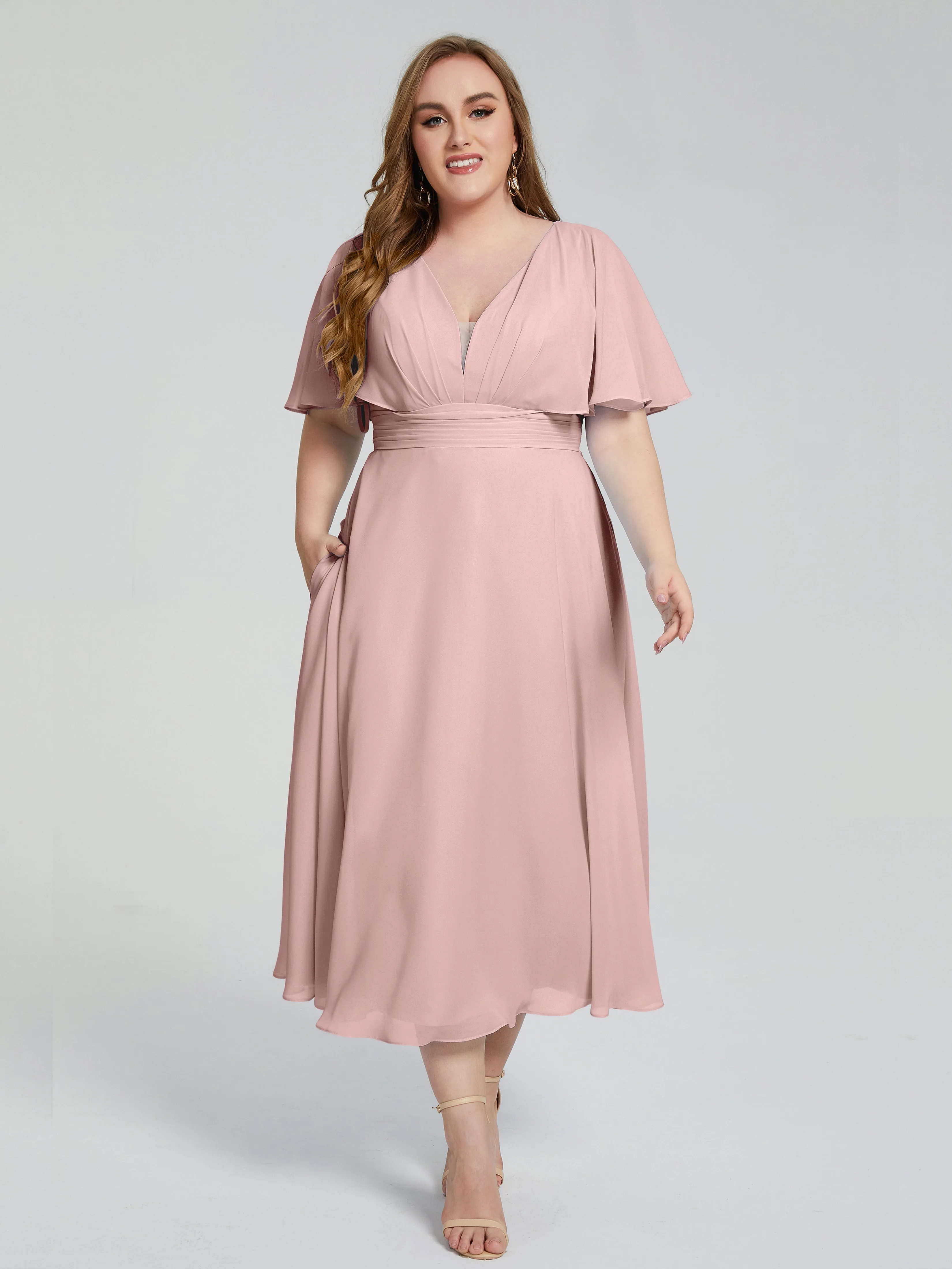 Lucia Graceful V-back Plus Size Bridesmaid Dresses