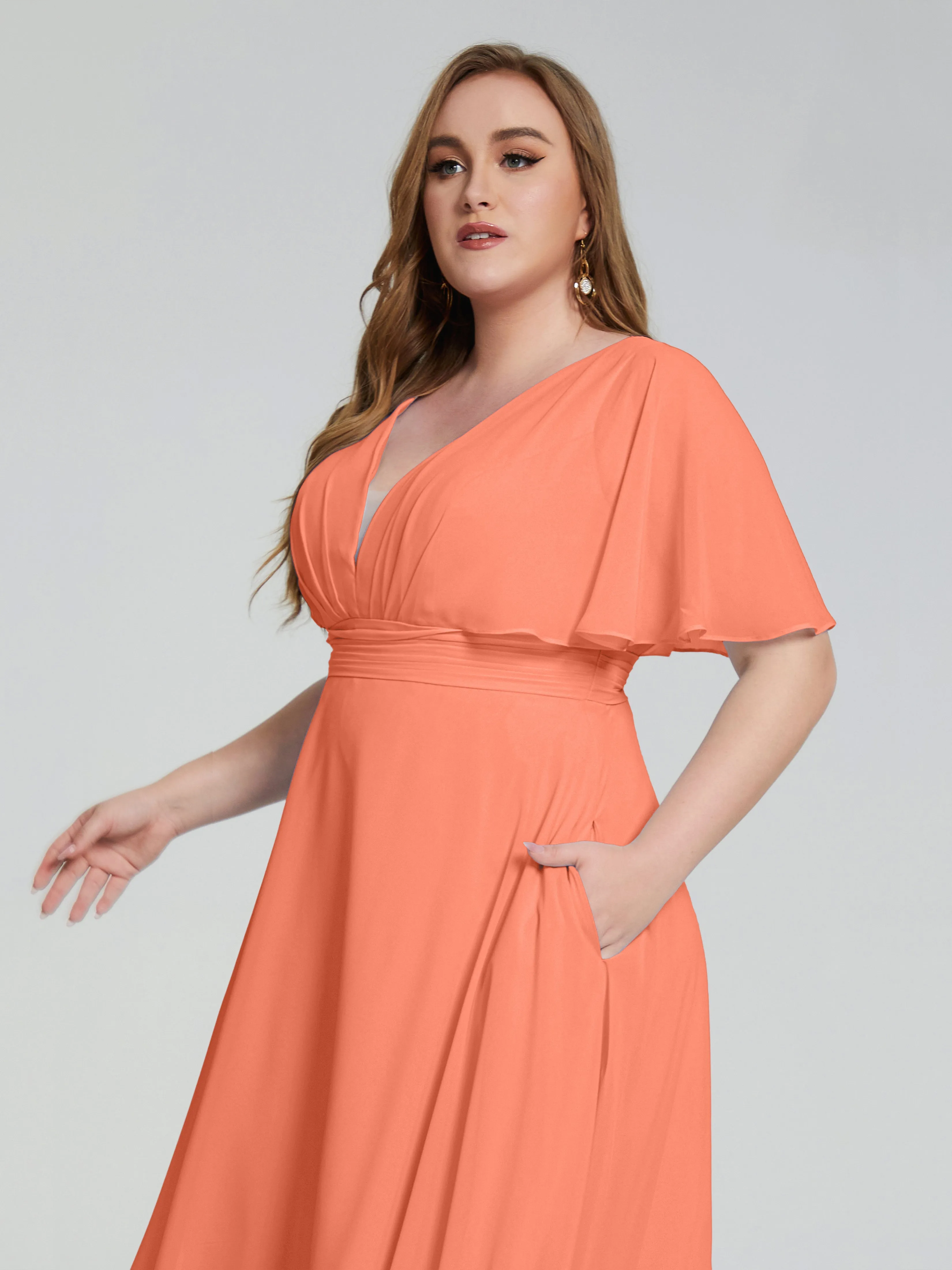 Lucia Graceful V-back Plus Size Bridesmaid Dresses