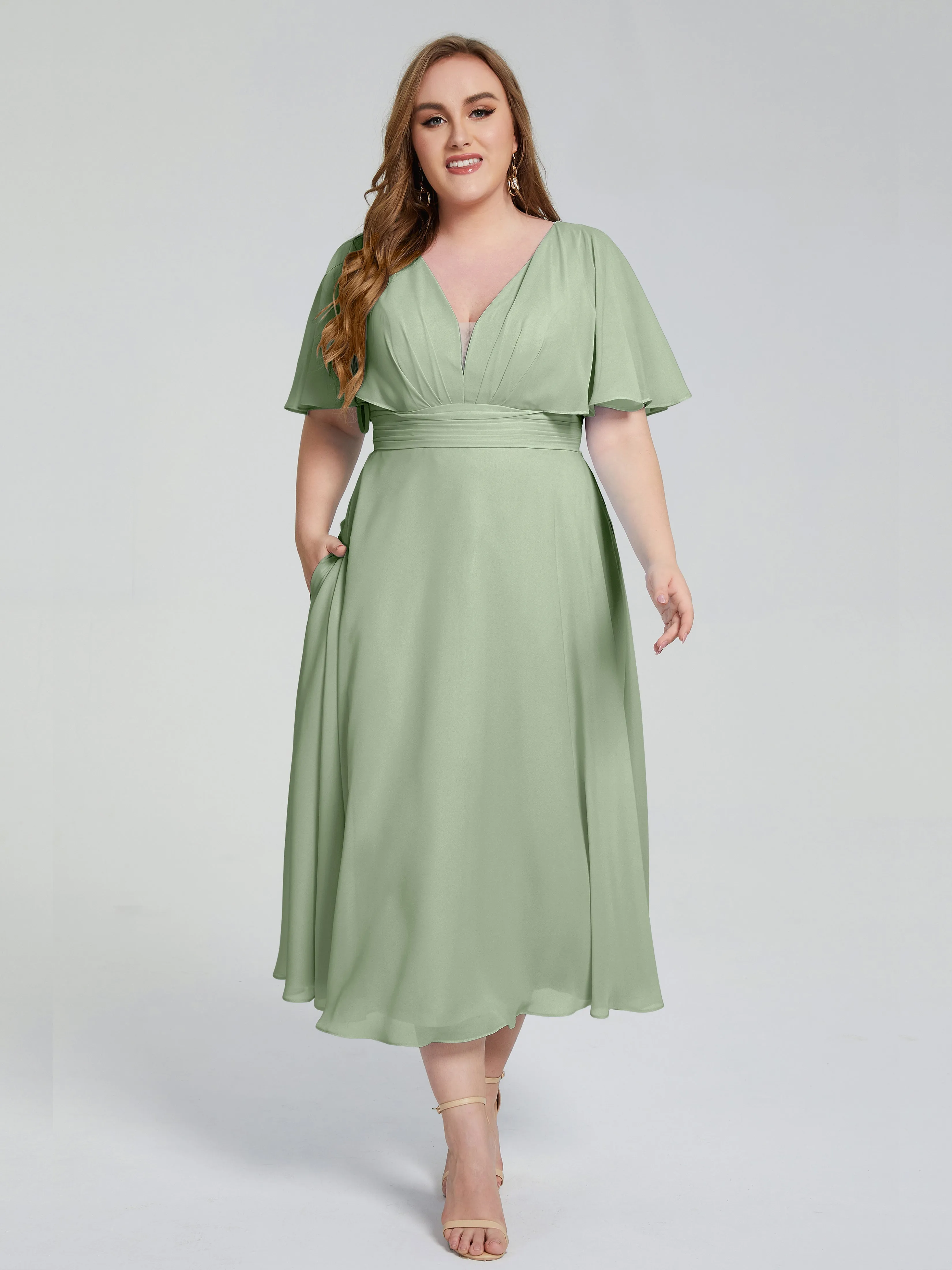 Lucia Graceful V-back Plus Size Bridesmaid Dresses