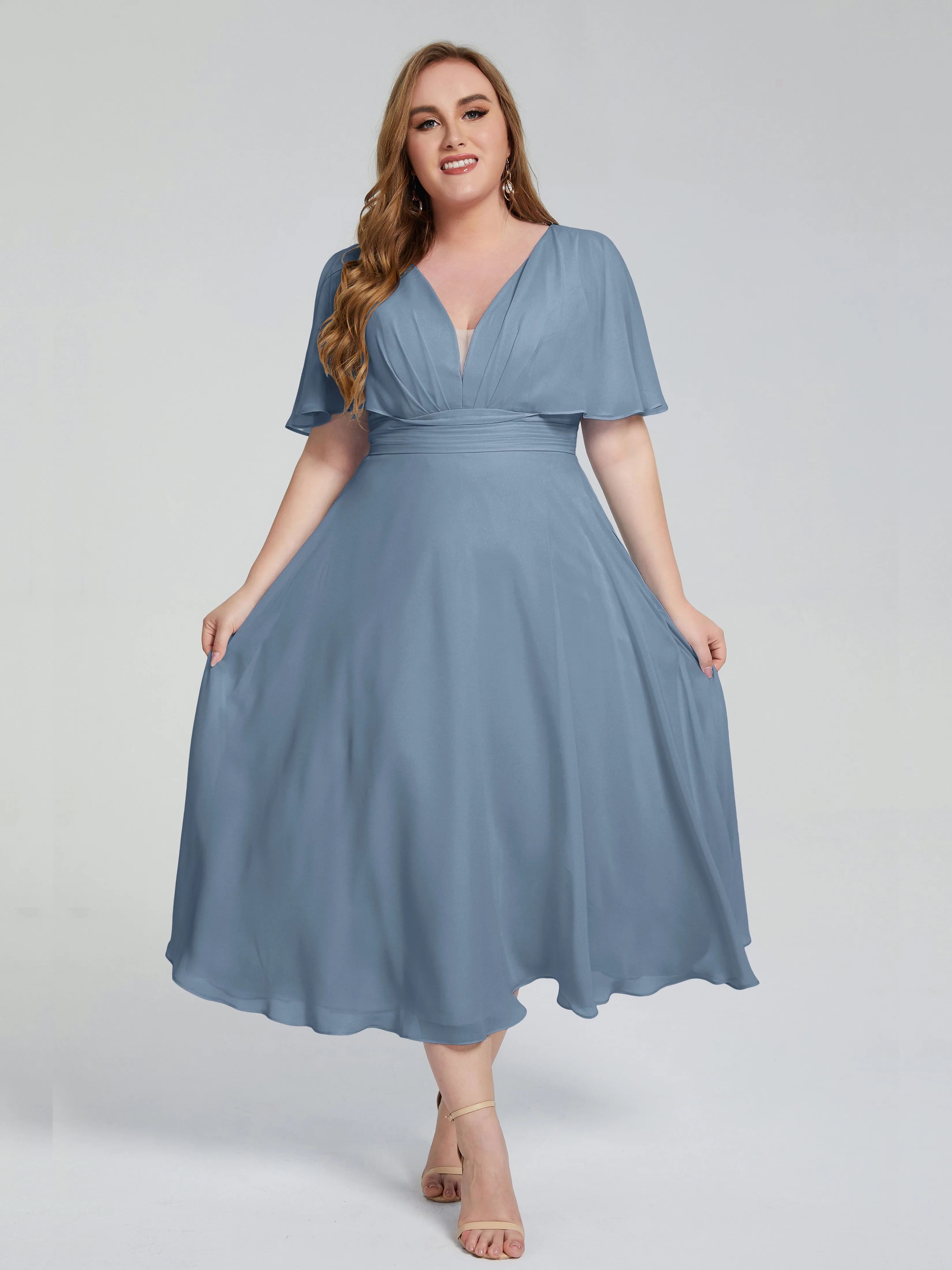 Lucia Graceful V-back Plus Size Bridesmaid Dresses