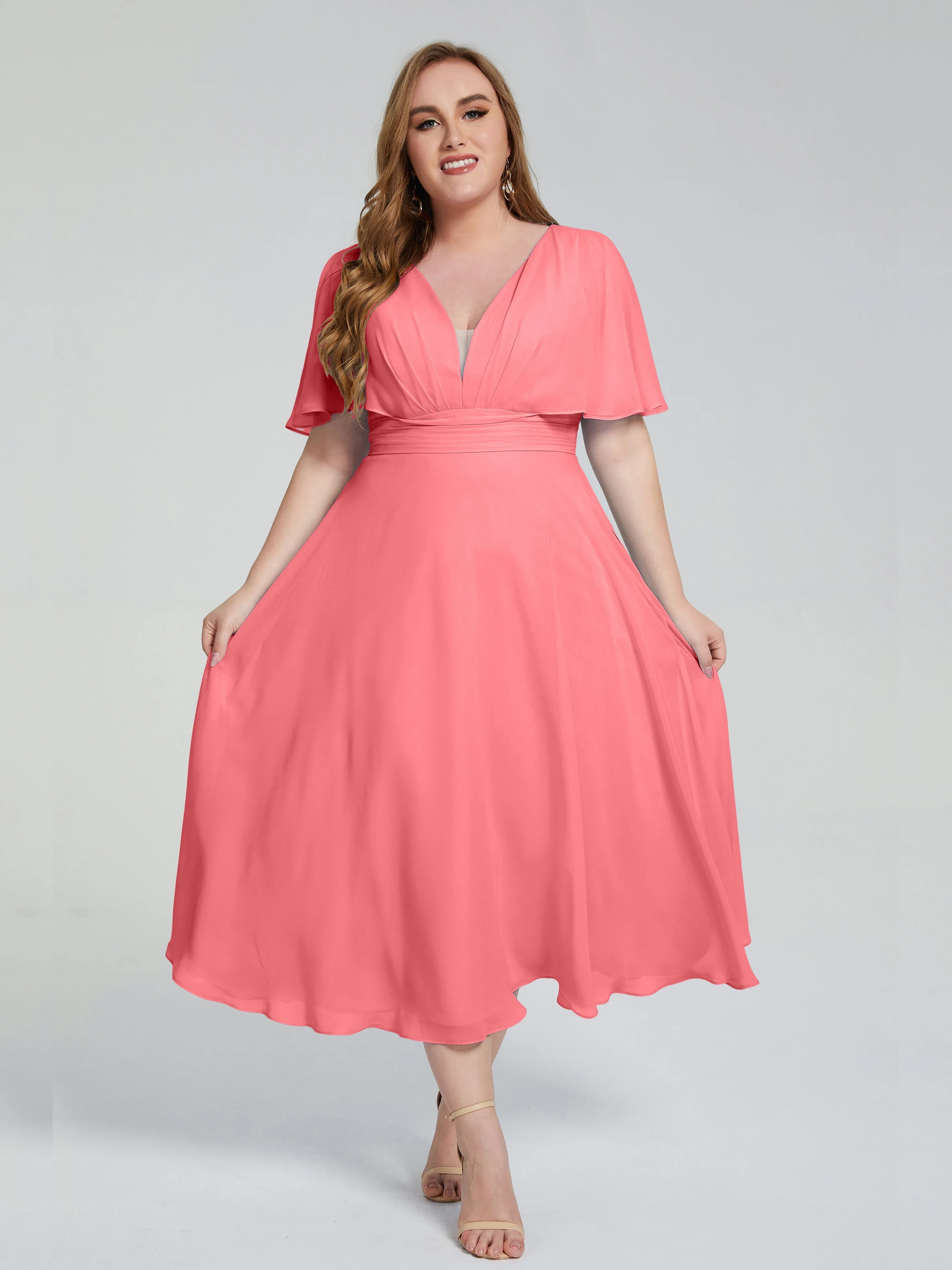 Lucia Graceful V-back Plus Size Bridesmaid Dresses