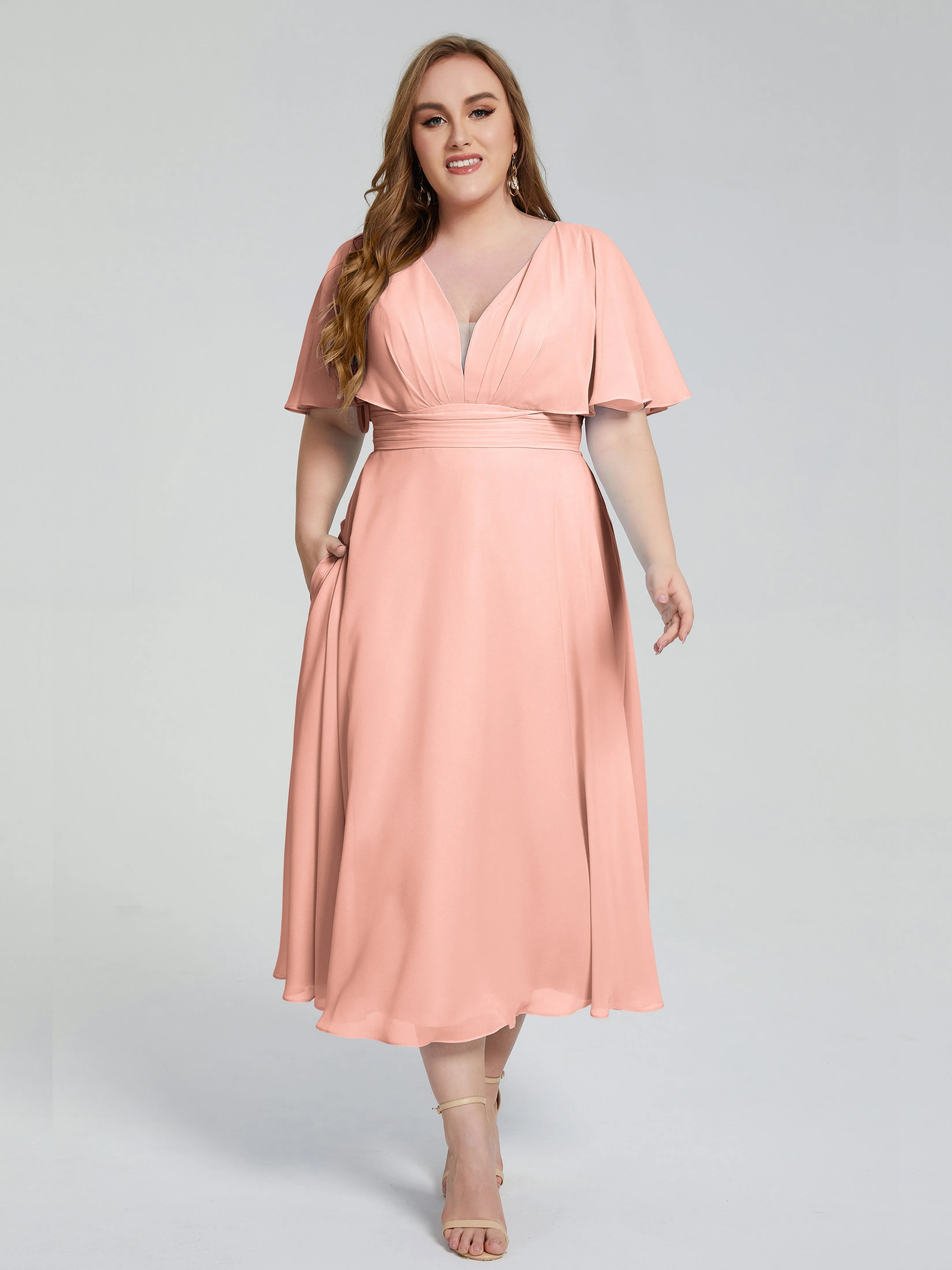 Lucia Graceful V-back Plus Size Bridesmaid Dresses