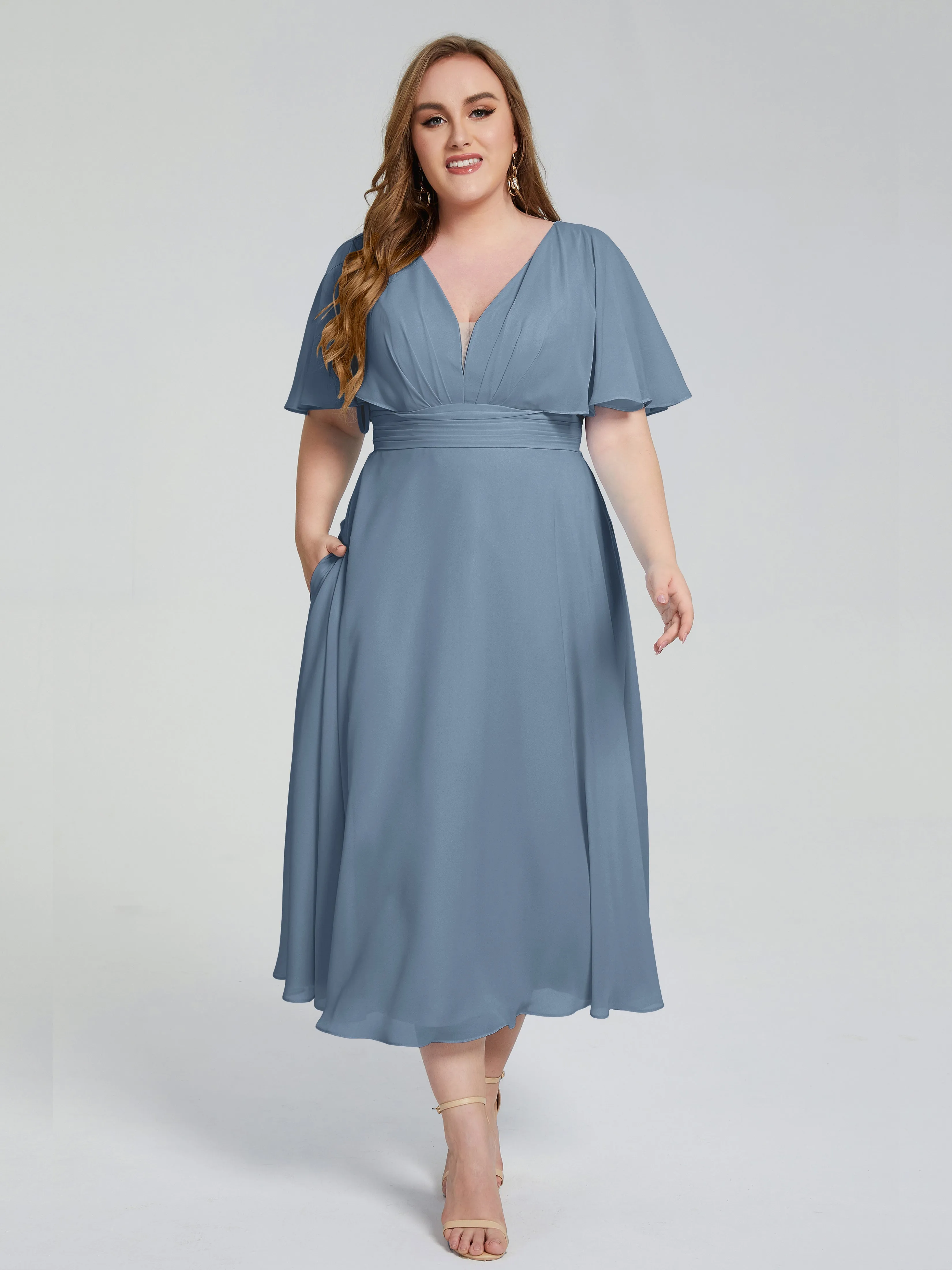 Lucia Graceful V-back Plus Size Bridesmaid Dresses