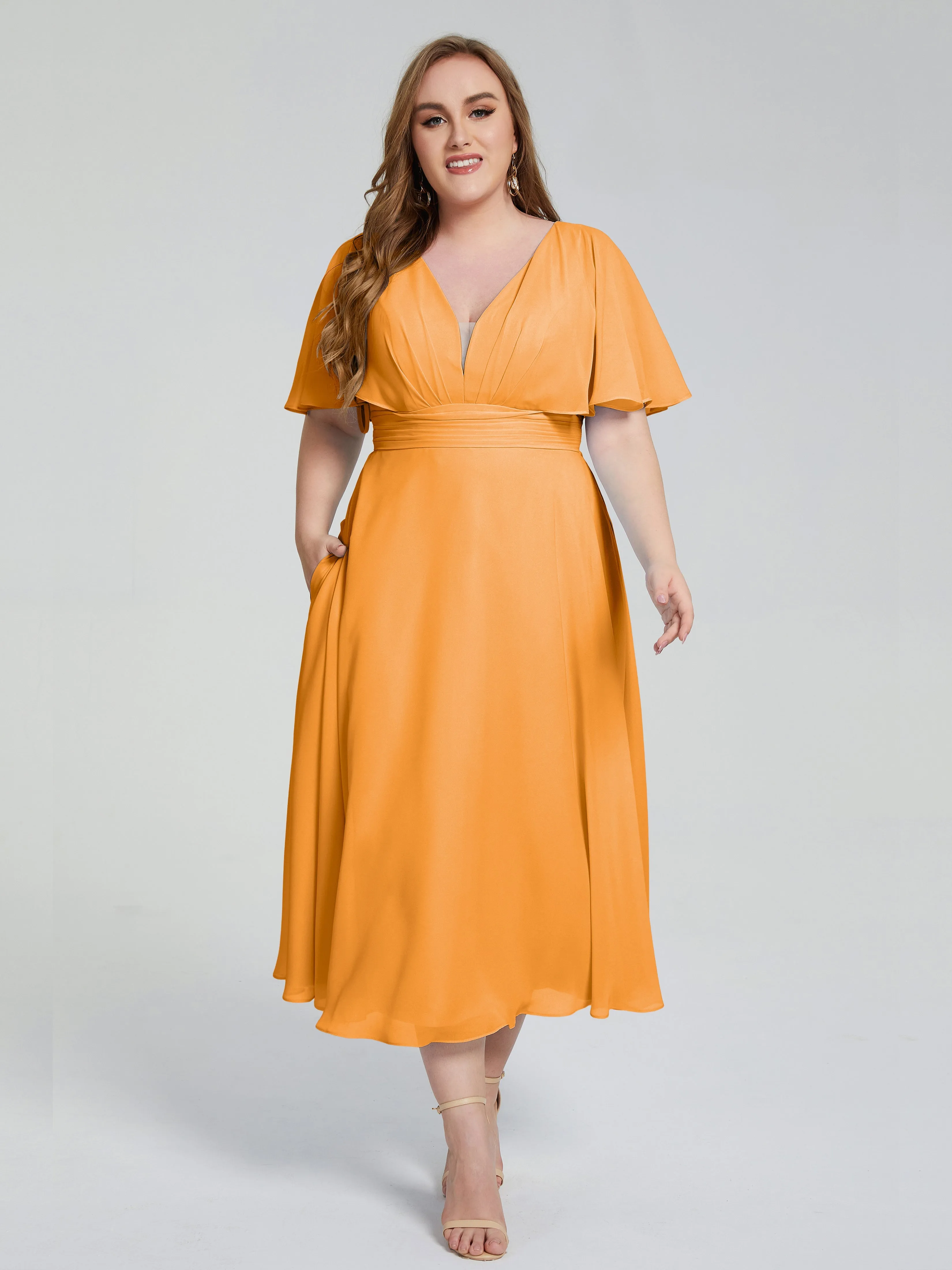 Lucia Graceful V-back Plus Size Bridesmaid Dresses