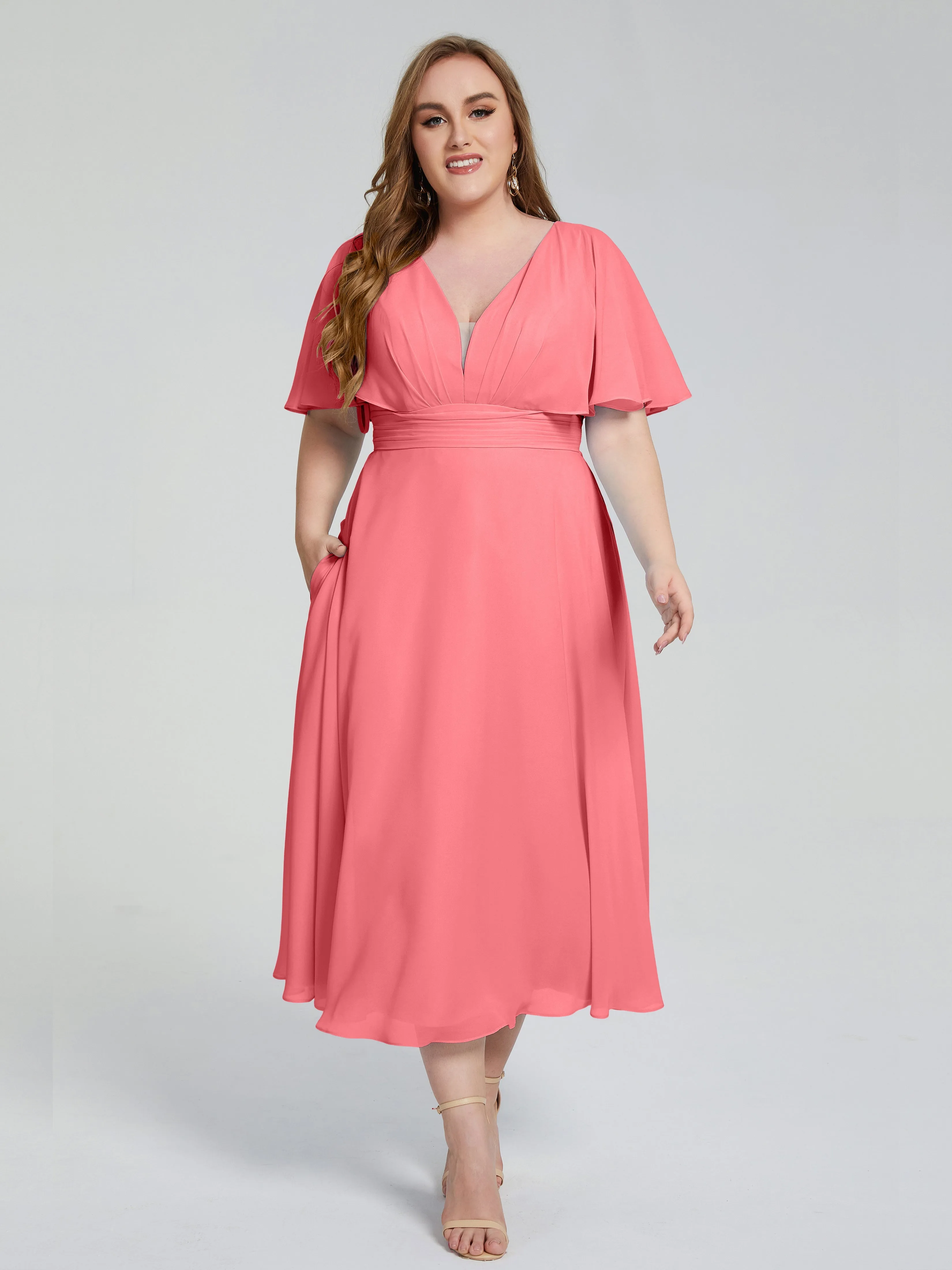 Lucia Graceful V-back Plus Size Bridesmaid Dresses