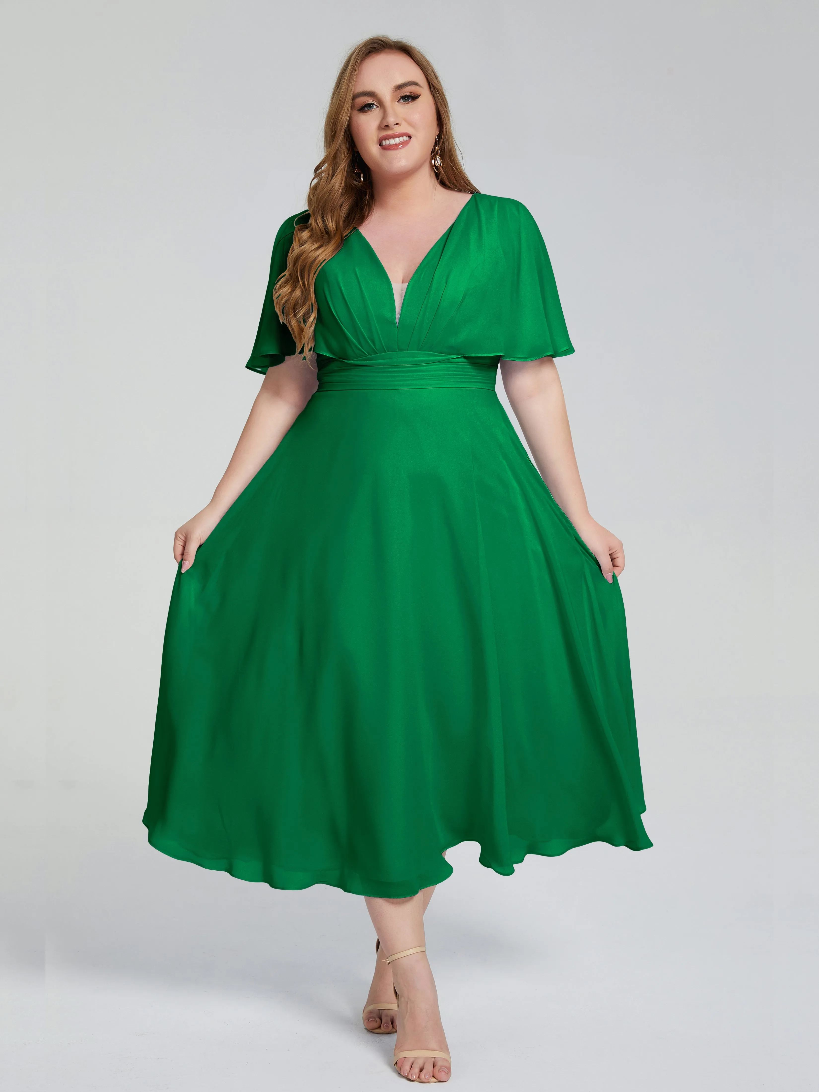 Lucia Graceful V-back Plus Size Bridesmaid Dresses