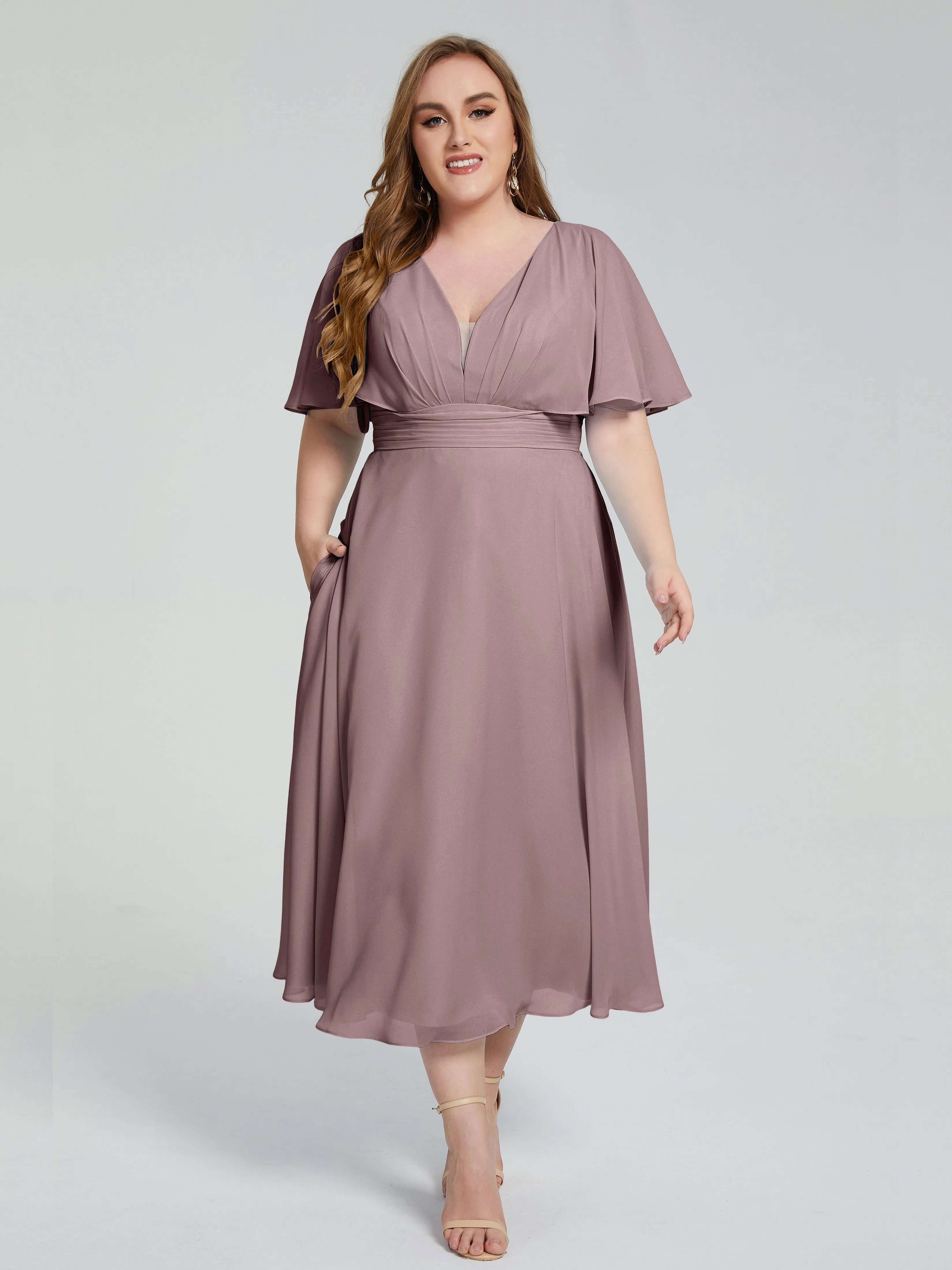 Lucia Graceful V-back Plus Size Bridesmaid Dresses