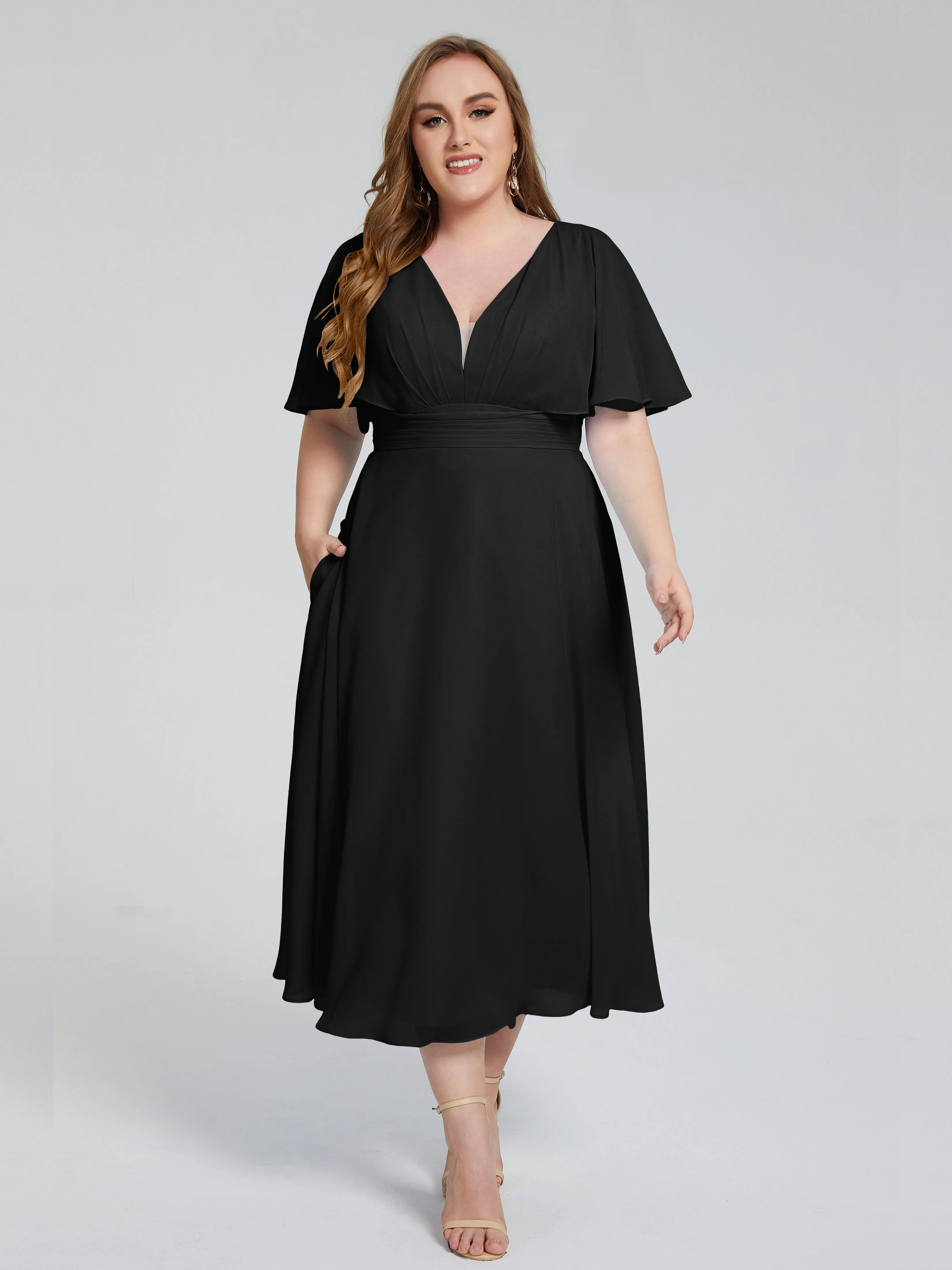 Lucia Graceful V-back Plus Size Bridesmaid Dresses