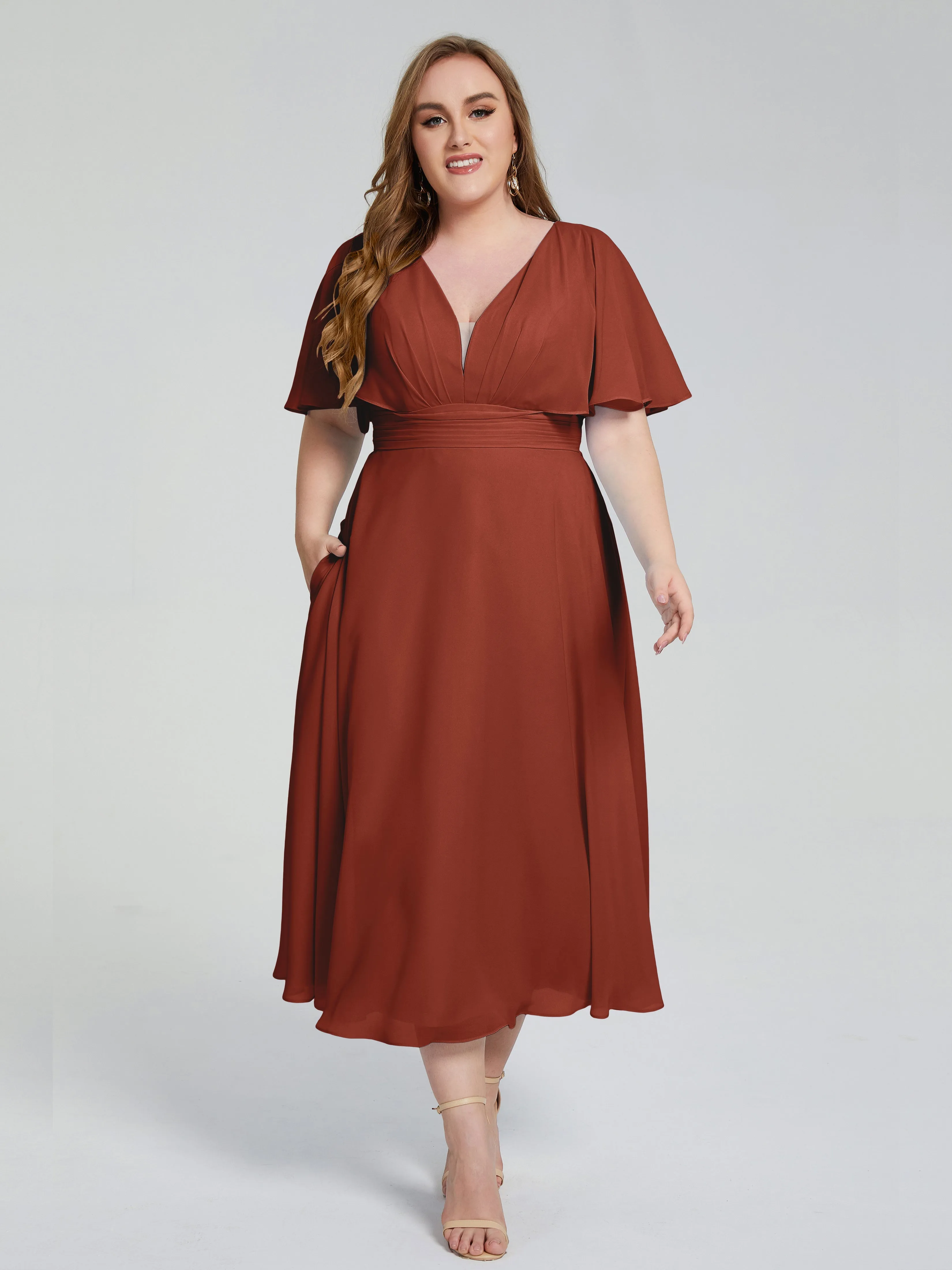 Lucia Graceful V-back Plus Size Bridesmaid Dresses