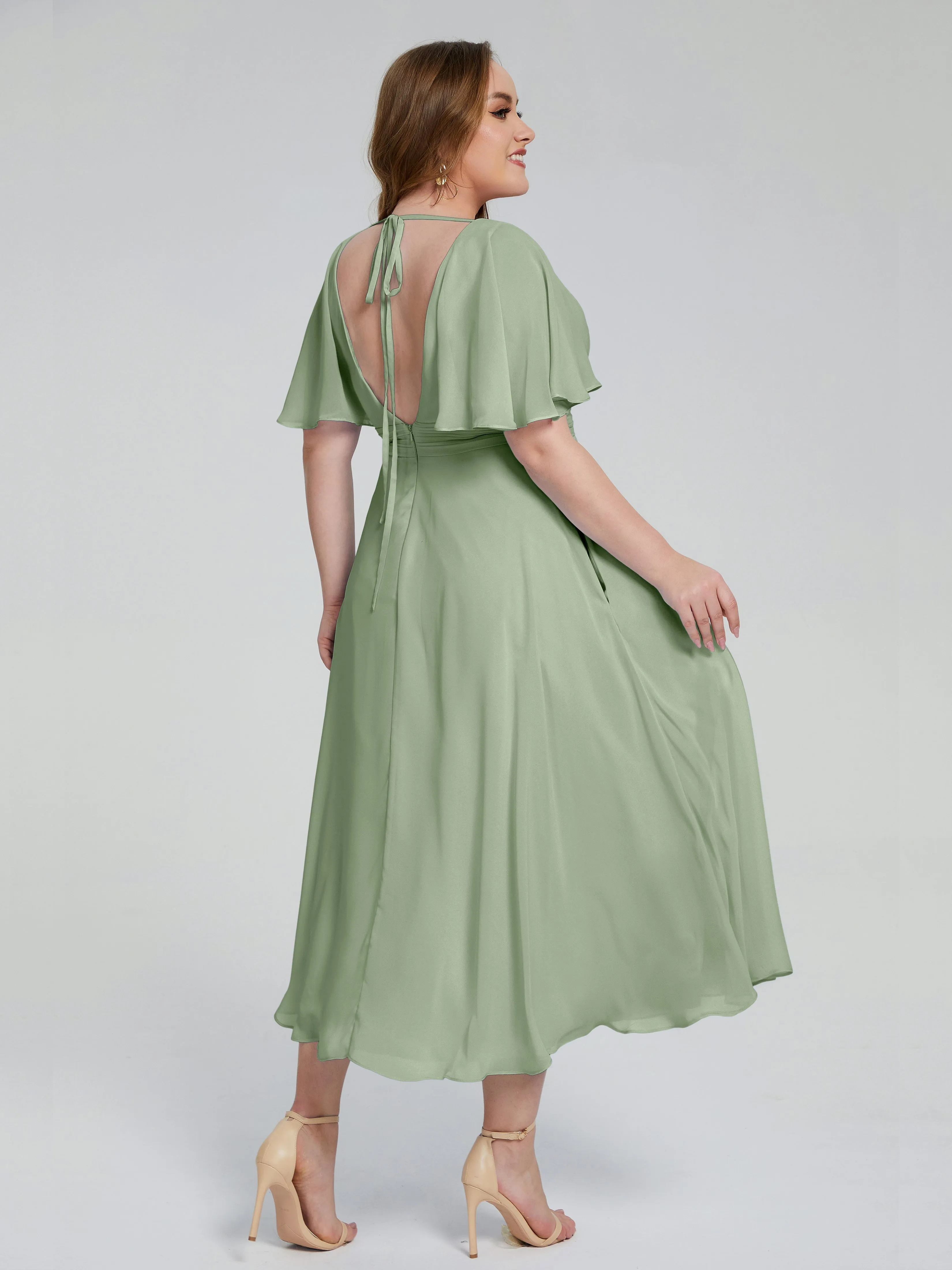 Lucia Graceful V-back Plus Size Bridesmaid Dresses