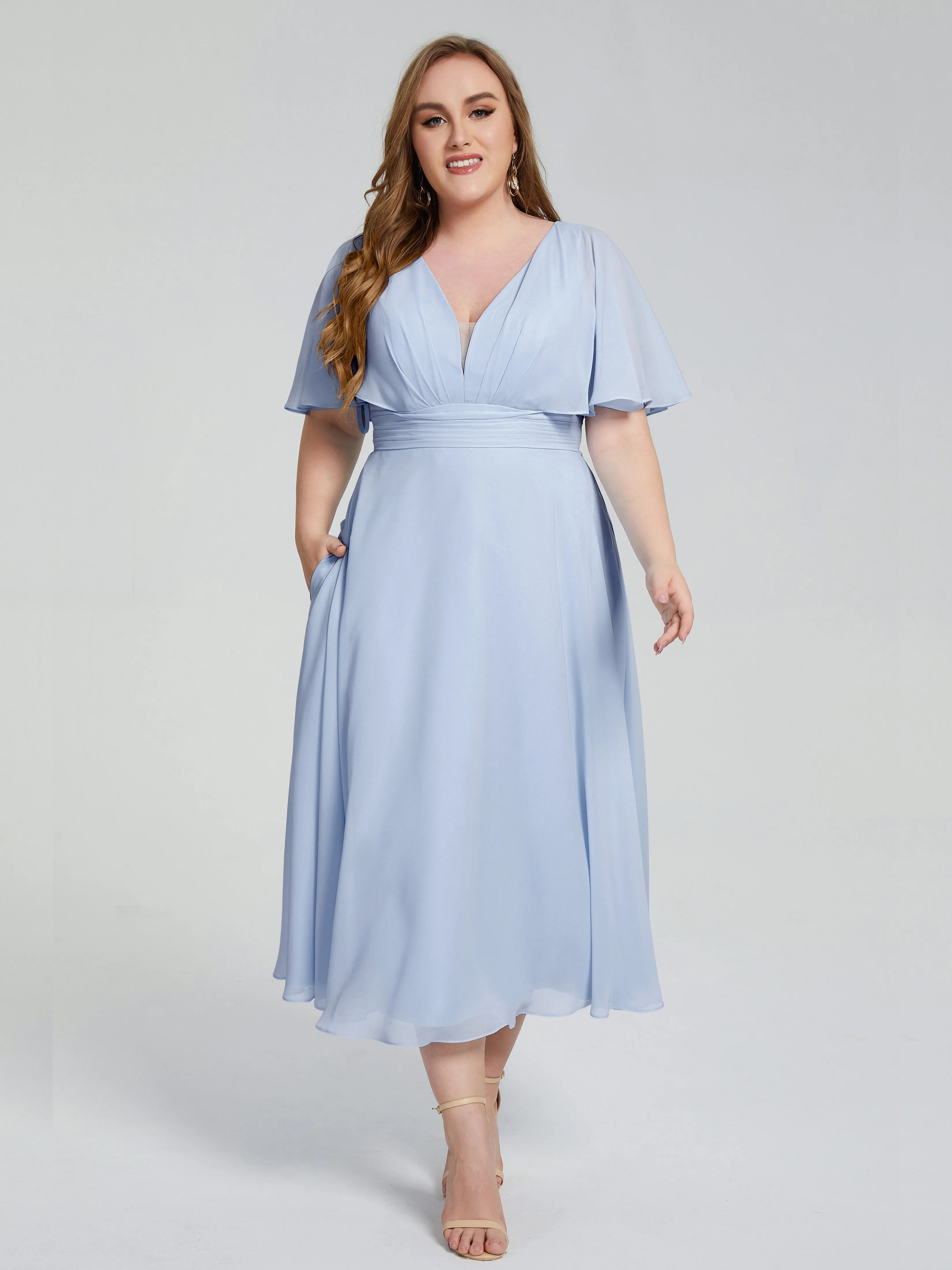 Lucia Graceful V-back Plus Size Bridesmaid Dresses