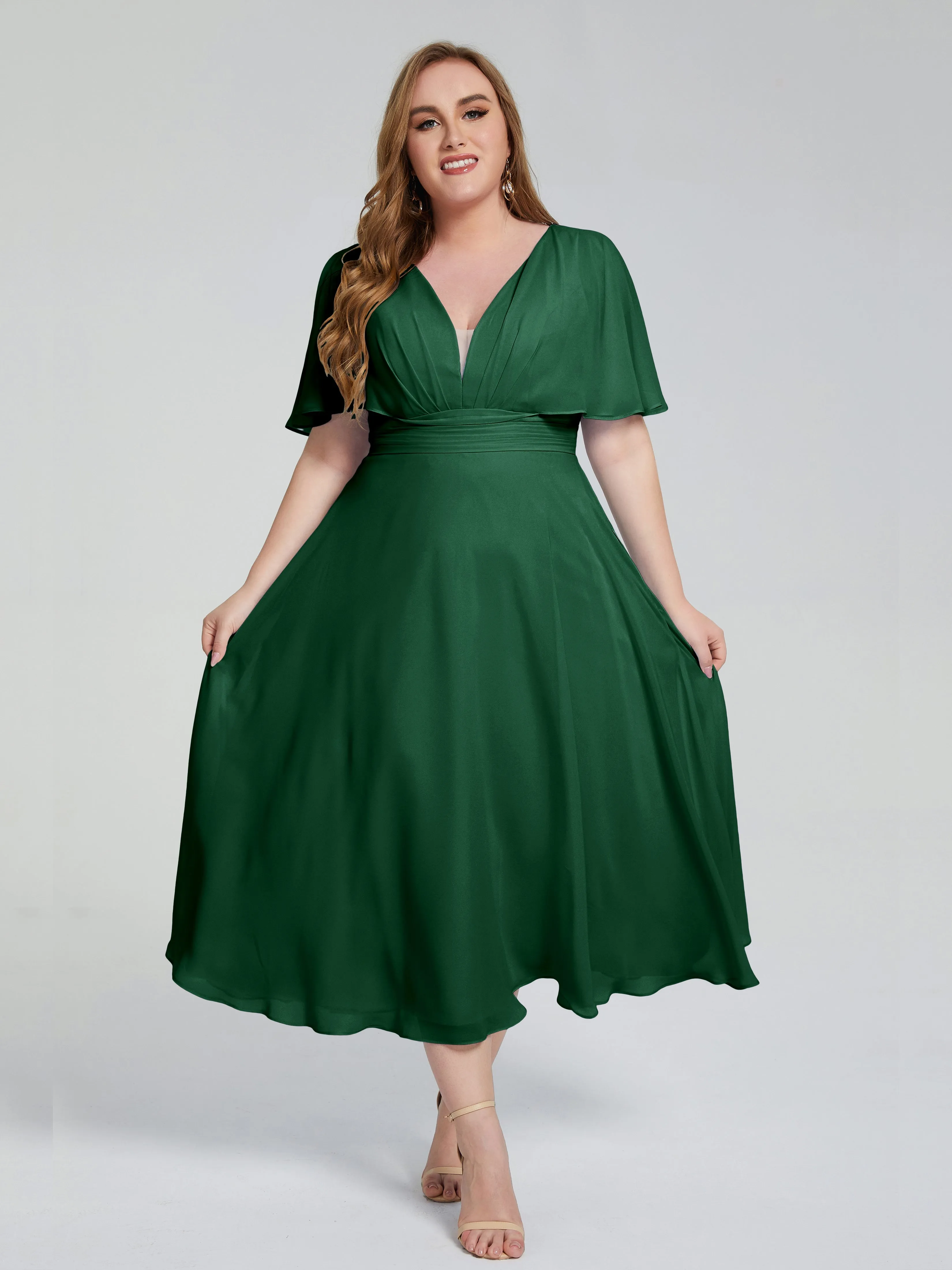 Lucia Graceful V-back Plus Size Bridesmaid Dresses