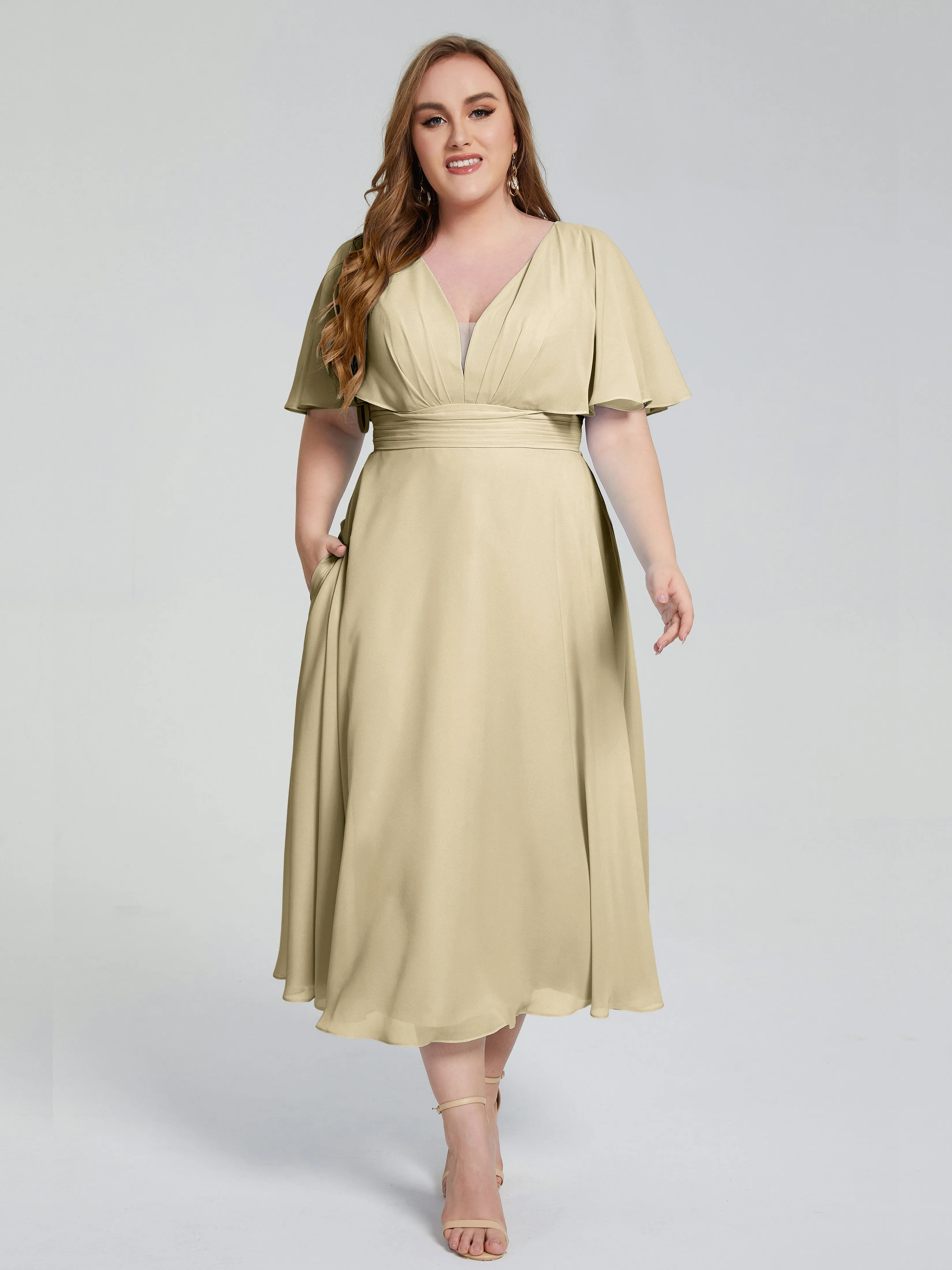 Lucia Graceful V-back Plus Size Bridesmaid Dresses